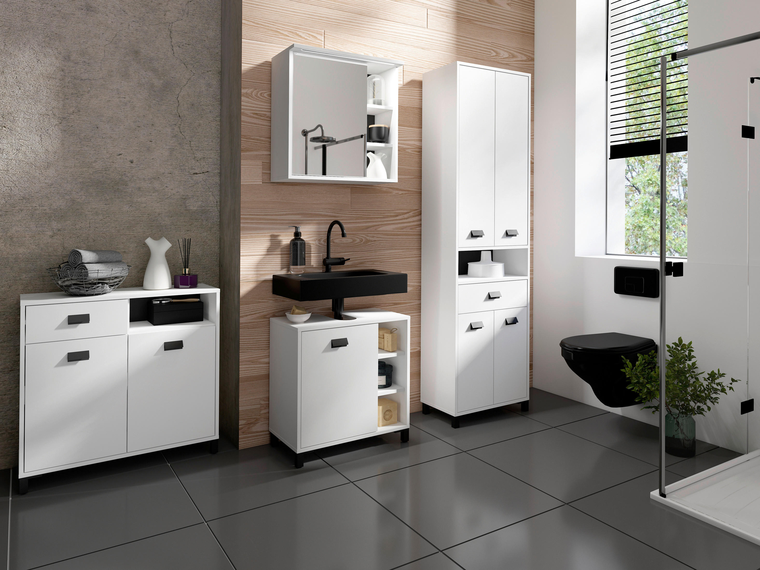 Waschbeckenunterschrank WELLNESS weiß B/H/T: ca. 60x62x34 cm WELLNESS - weiß (60,00/62,00/34,00cm) - byLIVING