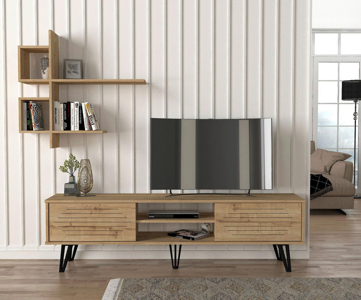 Wohnwand Fred beige B/H/T: ca. 180x51x35 cm Fred - beige (180,00/51,00/35,00cm) - moebel17