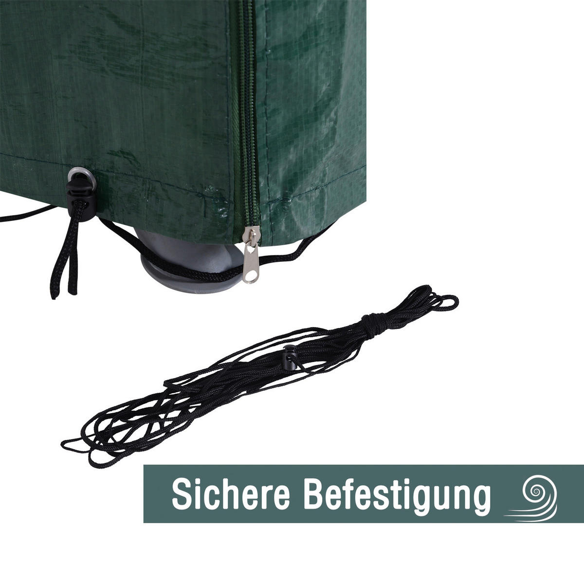 Outsunny Abdeckhaube grün Kunststoff B/H/L: ca. 155x150x215 cm Abdeckhaube_für_Gartenmöbel - grün (215,00/155,00/150,00cm) - Outsunny