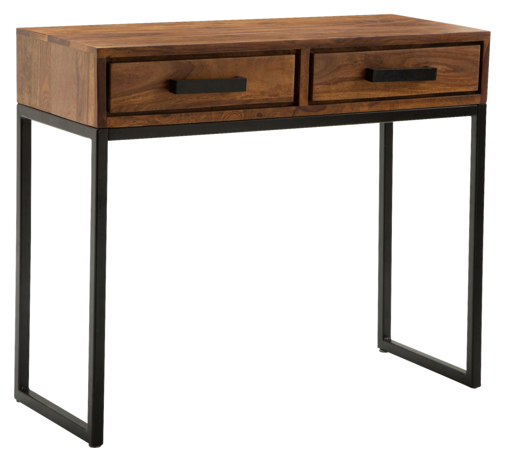 Konsolentisch natur schwarz pulverbeschichtet Echtholz Edelstahl B/H/T: ca. 90x76,5x35,5 cm Konsolentisch - natur/schwarz (90,00/76,50/35,50cm) - Wohnling