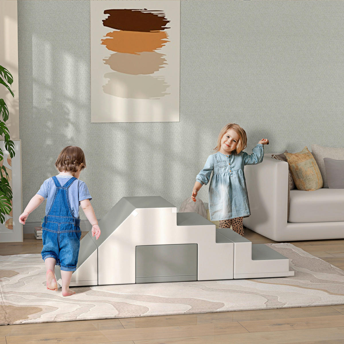HOMCOM Kinder-Softplay-Set B/H/L: ca. 49x47x147 cm Kinder-Softplay-Set - grau (147,00/49,00/47,00cm) - HOMCOM