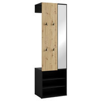 Garderobenset ANDORRA Eiche schwarz B/H/T: ca. 55x187,5x40,5 cm ANDORRA - Eiche/schwarz (55,00/187,50/40,50cm) - byLIVING