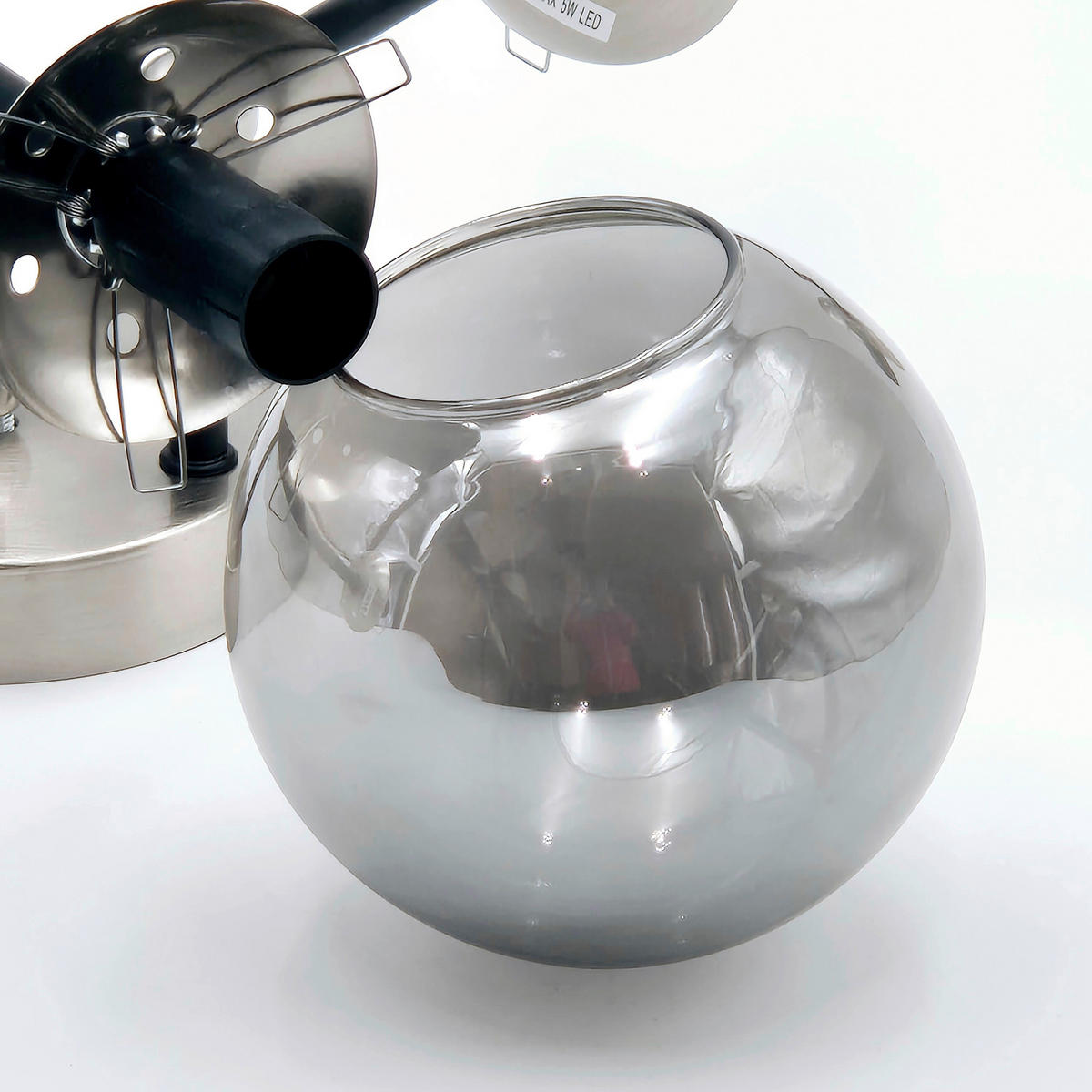 Lamkur Anbauleuchte Chrom schwarz Glas Stahl B/H/L: ca. 64x20x64 cm E14 6 Brennstellen MALENA - schwarz/Chrom (64,00/64,00/20,00cm) - Lamkur