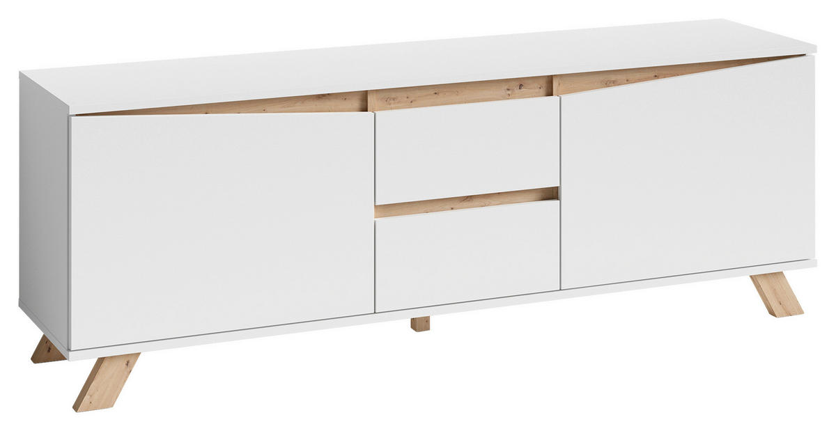 TV-Board VALENTIN weiß Eiche Nachbildung B/H/T: ca. 160x60x38 cm VALENTIN - Eiche/weiß (160,00/60,00/38,00cm) - byLIVING
