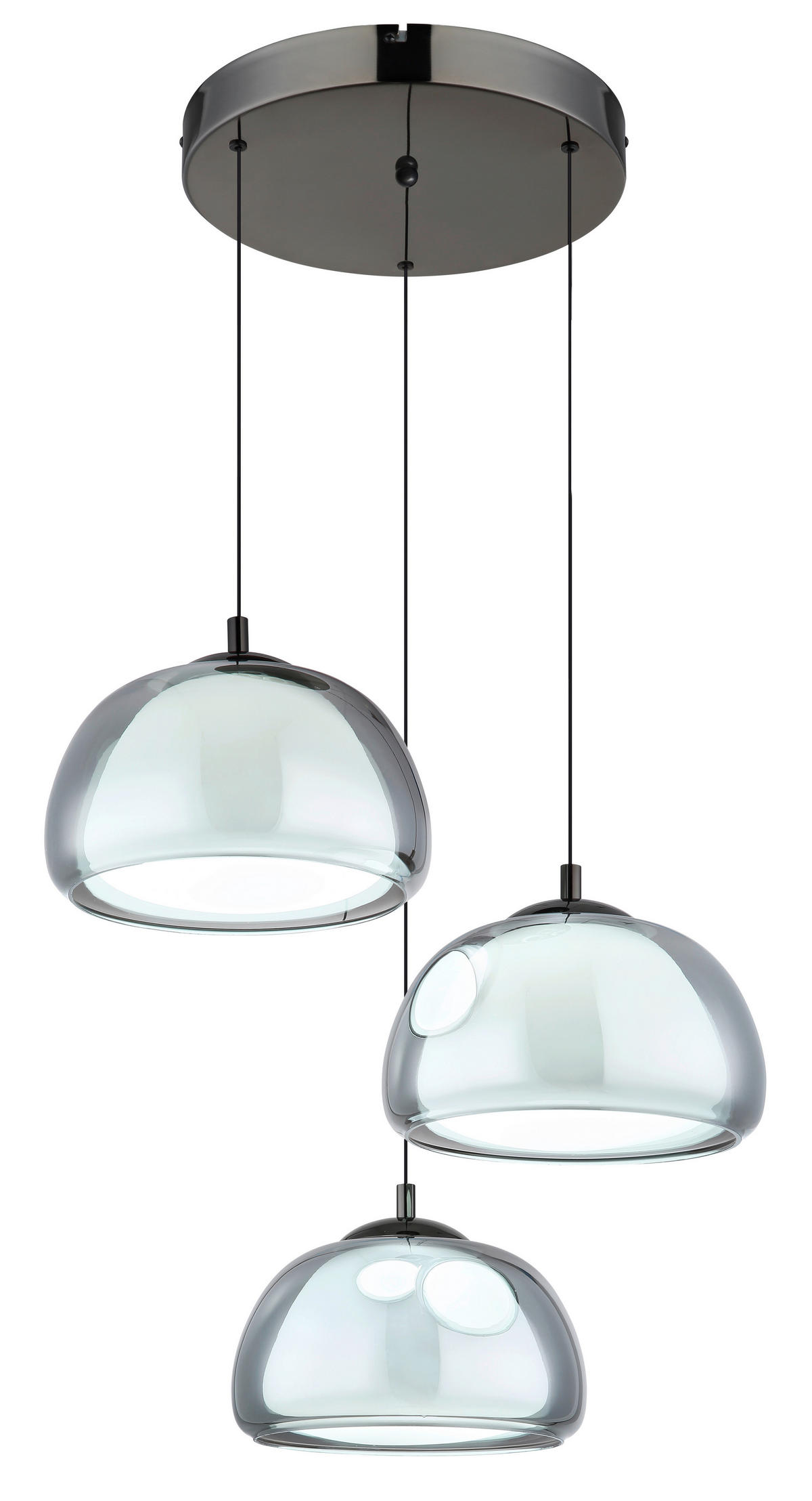 GLOBO Hängeleuchte Chrom schwarz Glas Metall B/H/L: ca. 53x25,5x57 cm Hängeleuchte-Avila - schwarz/Chrom (57,00/53,00/25,50cm) - GLOBO