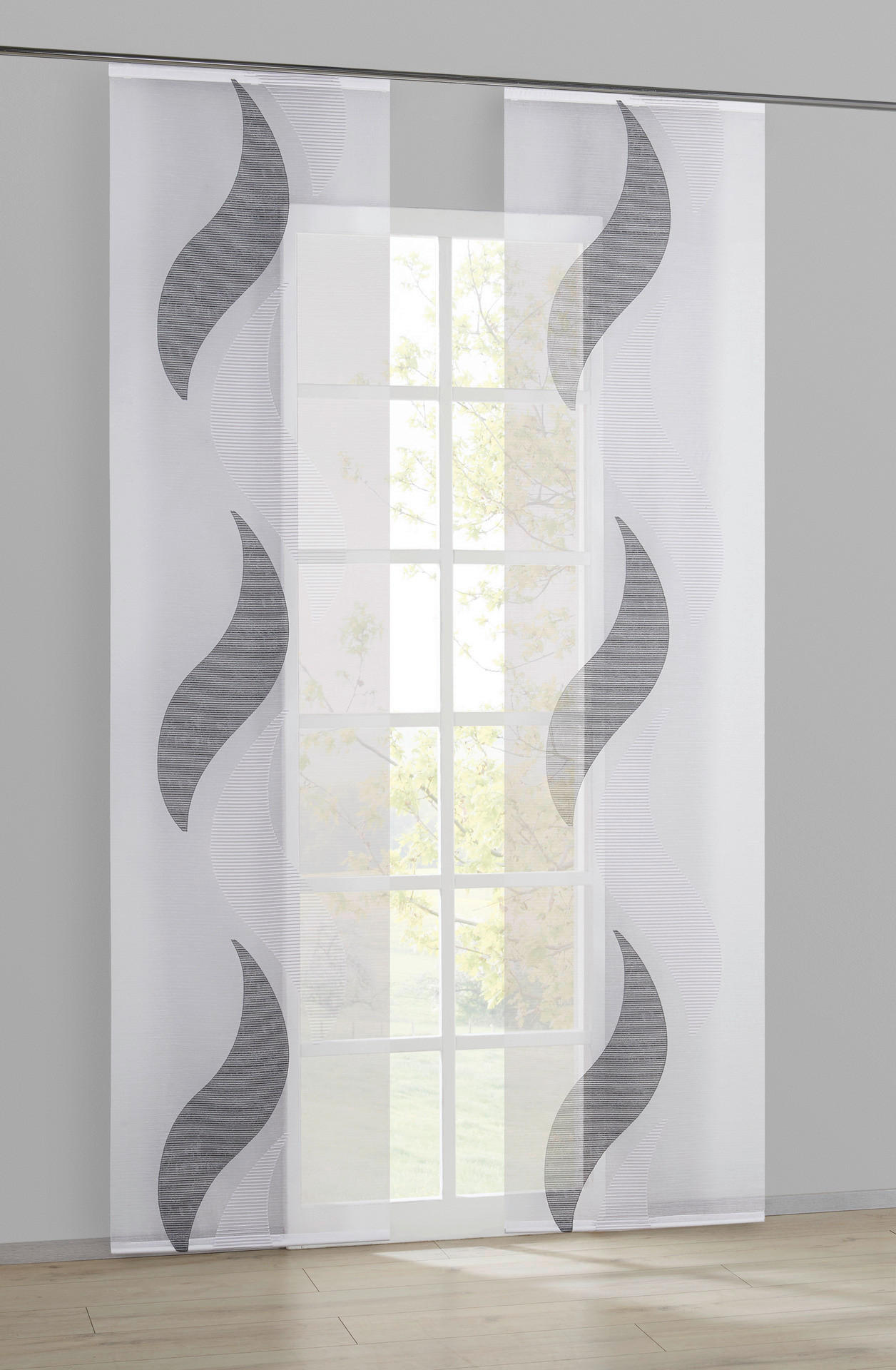 POCOline Schiebevorhang Flavio weiß B/L: ca. 60x245 cm Flavio - weiß/schwarz (60,00/245,00cm) - POCOline