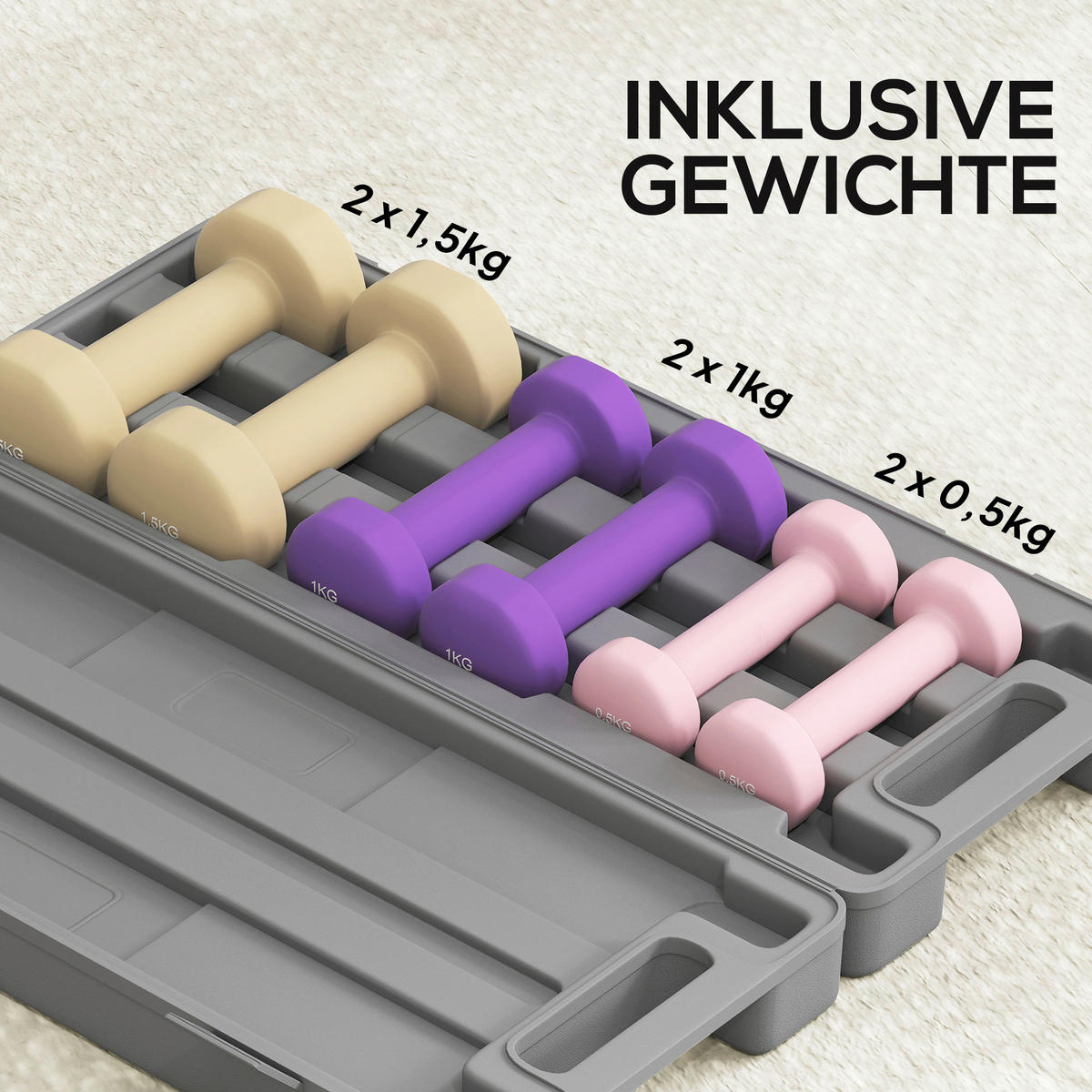 HOMCOM Kurzhanteln kaffee Kunstleder B/H/L: ca. 18x7,5x43 cm Kurzhanteln - kaffee/rosa (43,00/18,00/7,50cm) - HOMCOM