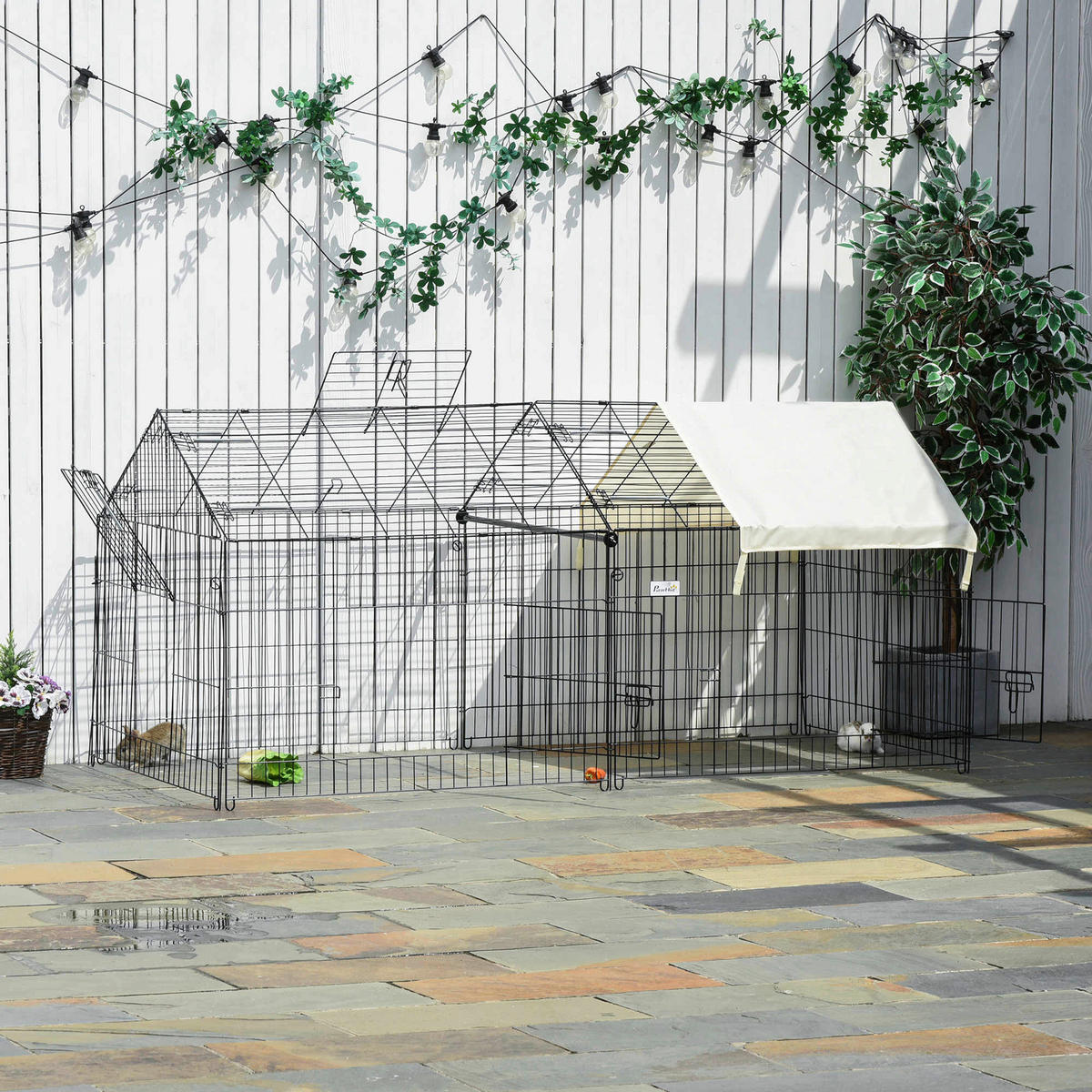 PawHut Gehege schwarz Edelstahl B/H/L: ca. 103x220x103 cm Kleintiergehege - beige/schwarz (103,00/103,00/220,00cm) - PawHut