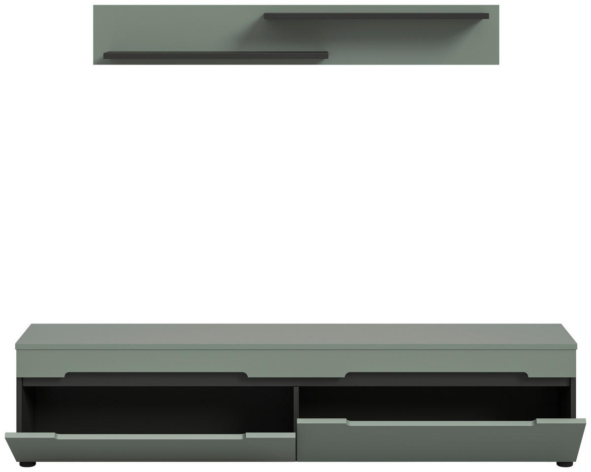 TV-Lowboard Canu grün basaltgrau Nachbildung B/H/T: ca. 170x38x33 cm Canu - basaltgrau/grün (170,00/38,00/33,00cm) - xonox.home