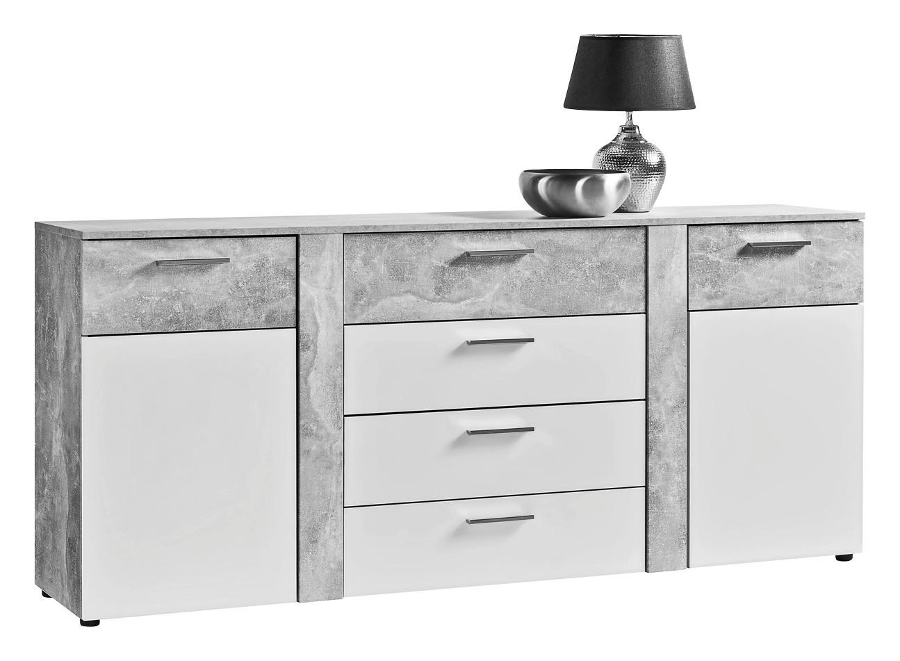 Kommode Trentino Beton Optik weiß B/H/T: ca. 180x81x40 cm Trentino - weiß (180,00/81,00/40,00cm)