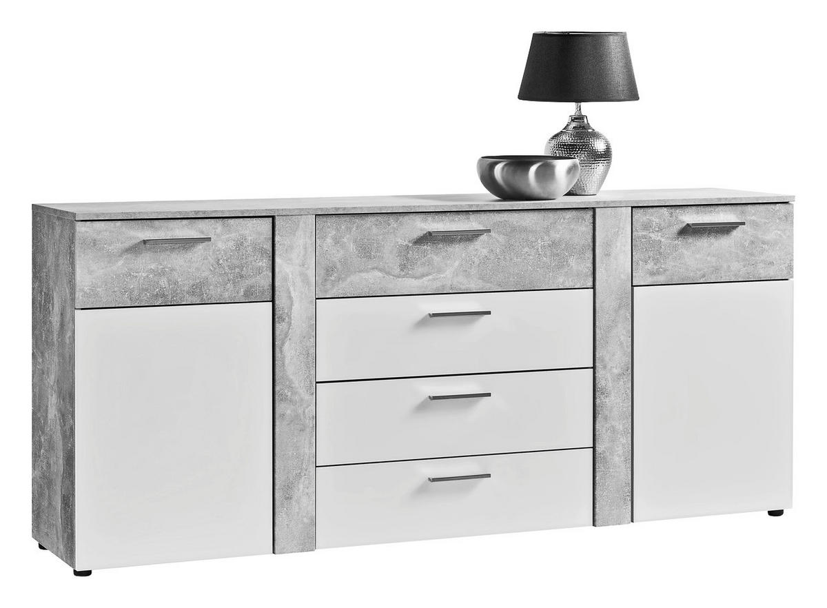 Kommode Trentino Beton Optik weiß B/H/T: ca. 180x81x40 cm Trentino - weiß (180,00/81,00/40,00cm)