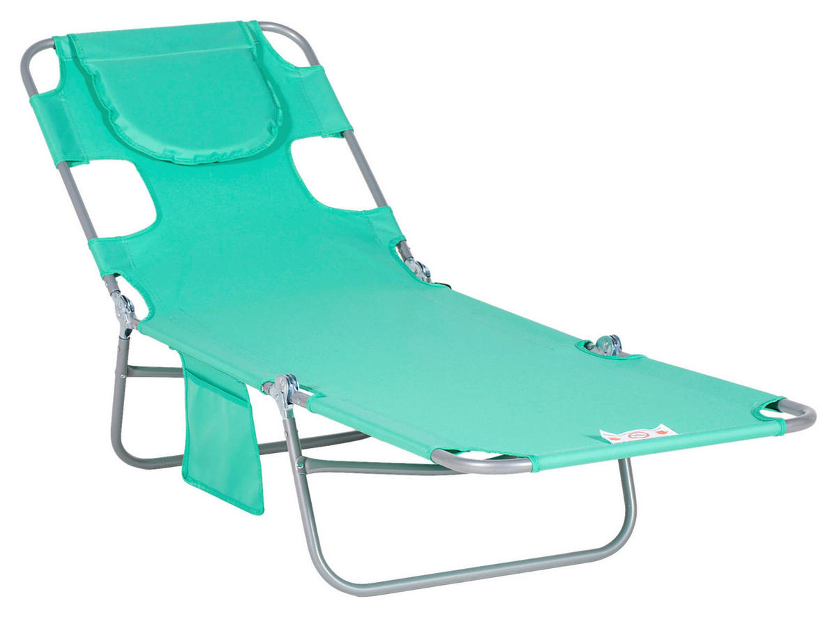 Outsunny Sonnenliege grün Polyester B/H/L: ca. 55x29x185 cm Sonnenliege - grün (185,00/55,00/29,00cm) - Outsunny