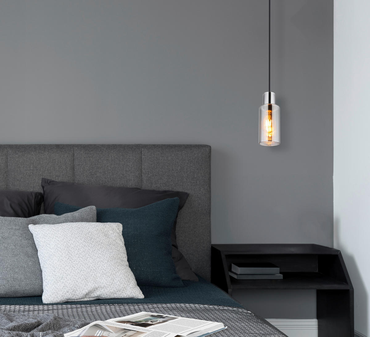 GLOBO Pendelleuchte schwarz Metall H/D: ca. 120x10 cm E27 1 Brennstellen LIDARIA - schwarz (10,00/120,00cm) - GLOBO