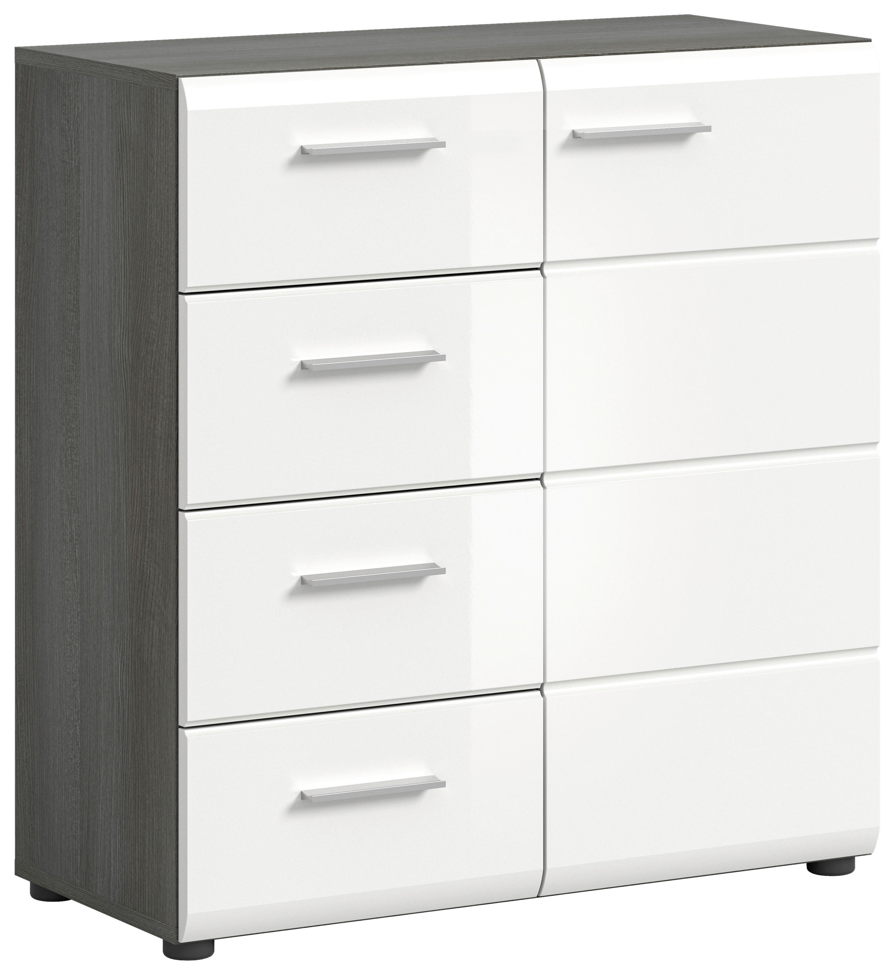 Kommode SALSA Rauchsilber Nachbildung weiß Hochglanz B/H/T: ca. 75x85x37 cm SALSA - weiß (75,00/85,00/37,00cm) - xonox.home