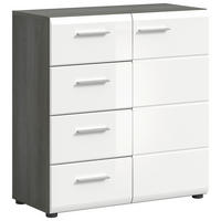 Kommode SALSA Rauchsilber Nachbildung weiß Hochglanz B/H/T: ca. 75x85x37 cm SALSA - weiß (75,00/85,00/37,00cm) - xonox.home