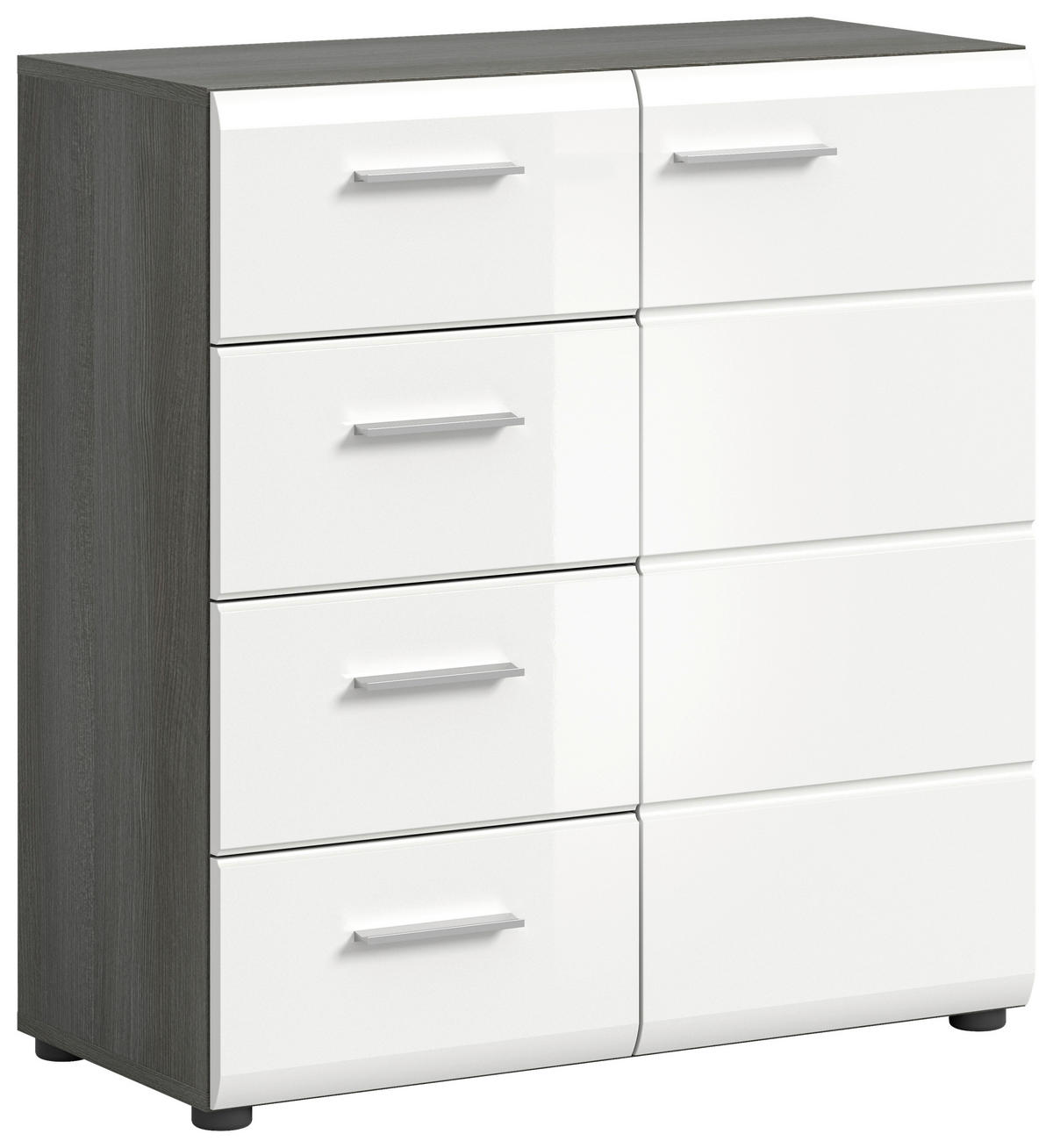 Kommode SALSA Rauchsilber Nachbildung weiß Hochglanz B/H/T: ca. 75x85x37 cm SALSA - weiß (75,00/85,00/37,00cm) - xonox.home