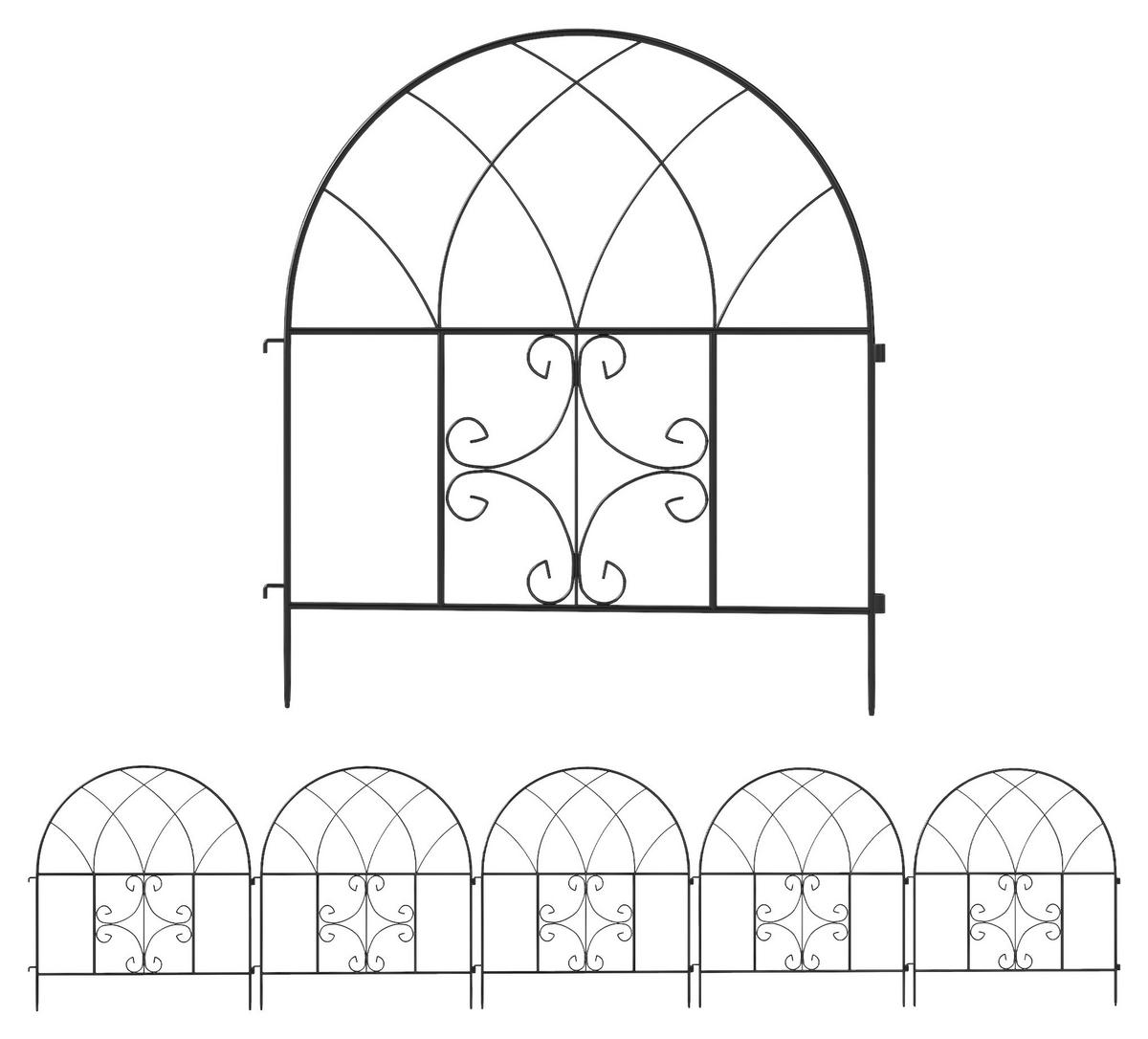 Outsunny Gartenzaun schwarz Stahl B/H/L: ca. 1x70x300 cm Gartenzaun - schwarz (300,00/1,00/70,00cm) - Outsunny