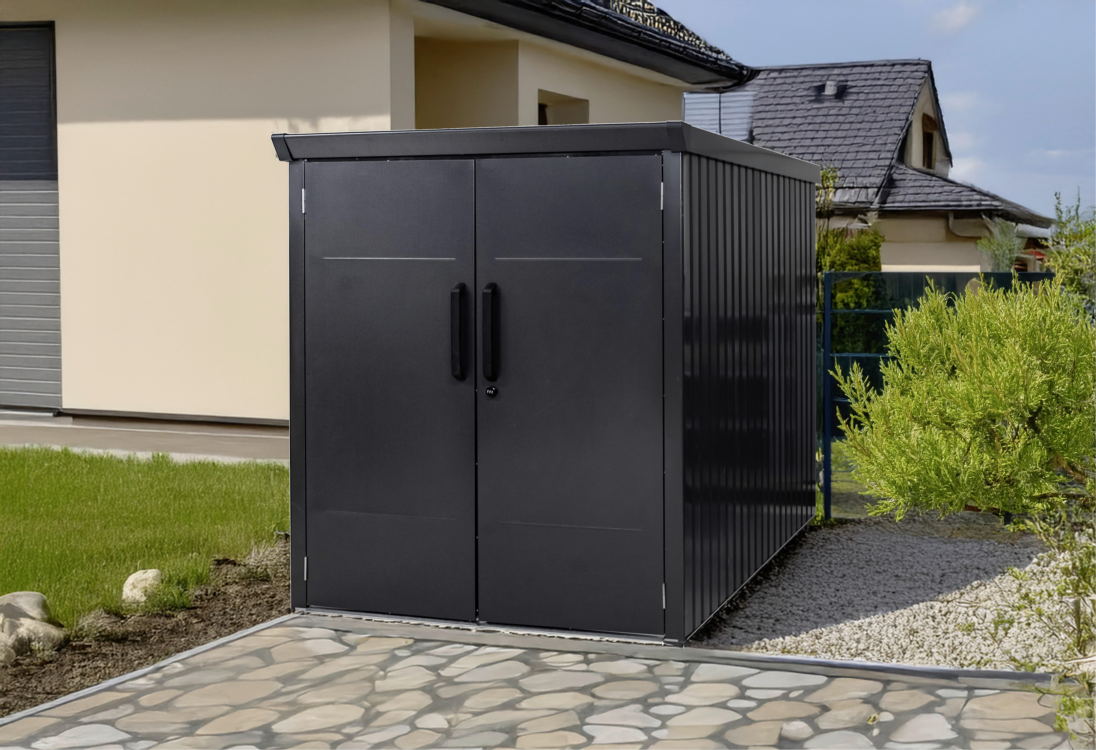 Thumbnail - Westmann Fahrradgarage Velos schwarz B/H/L: ca. 133x151x222 cm