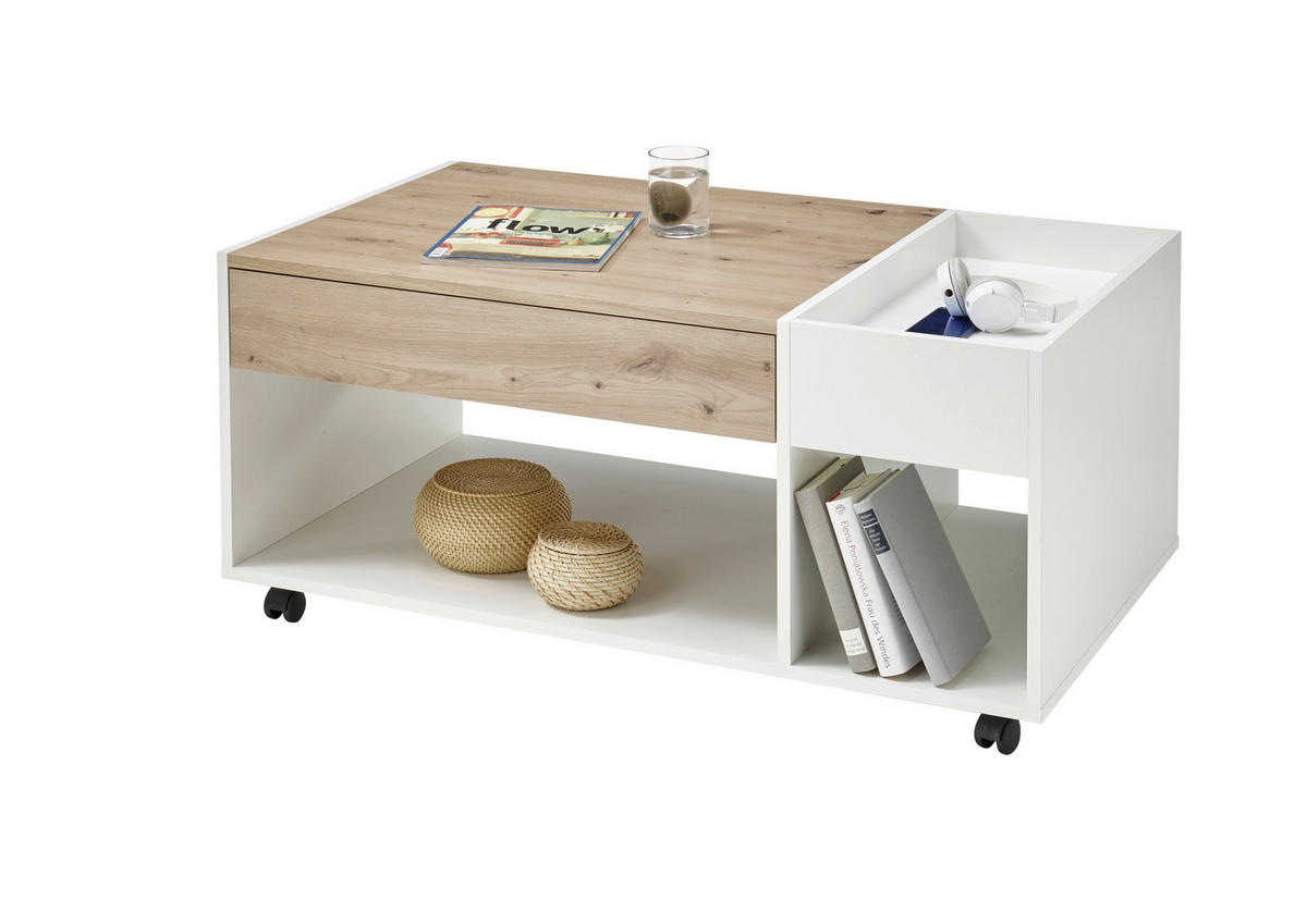 Couchtisch Eiche Artisan weiß B/H/T: ca. 110x44x60 cm Emil_1_83-053-T2_Couchtisch - Eiche/weiß (110,00/44,00/60,00cm)