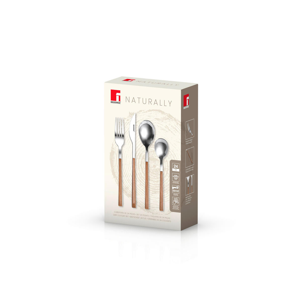 BERGNER Besteckset NATURALLY silber Kunststoff 24 tlg. NATURALLY - braun/silber - BERGNER