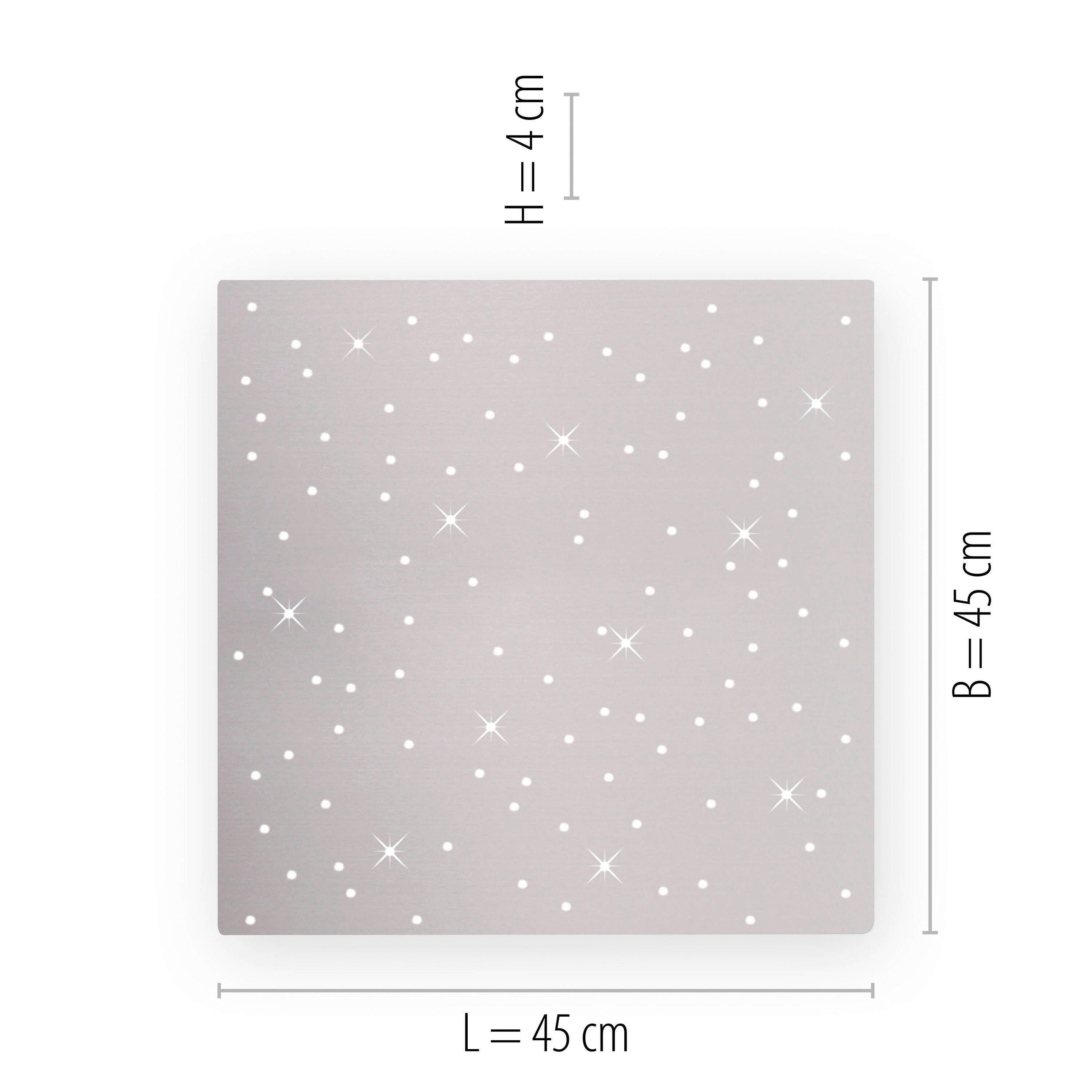 Just Light Deckenleuchte PN14671-55 Sparkle stahlfarbig Aluminium Stahl Kunststoff B/H/L: ca. 45x4x45 cm Sparkle - stahlfarbig (45,00/45,00/4,00cm) - Just Light