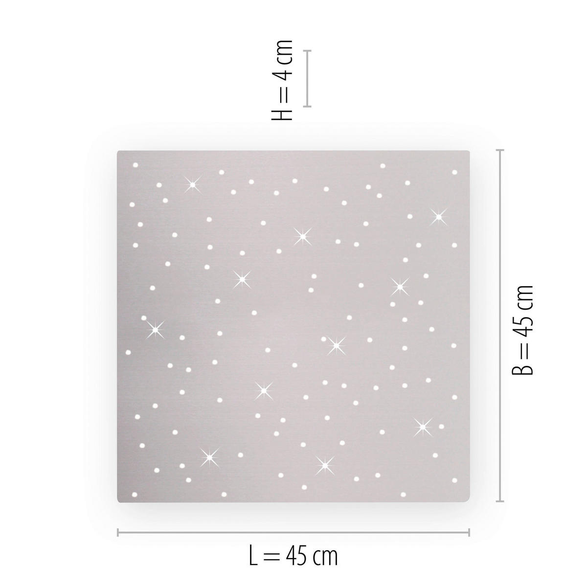 Just Light Deckenleuchte PN14671-55 Sparkle stahlfarbig Aluminium Stahl Kunststoff B/H/L: ca. 45x4x45 cm Sparkle - stahlfarbig (45,00/45,00/4,00cm) - Just Light