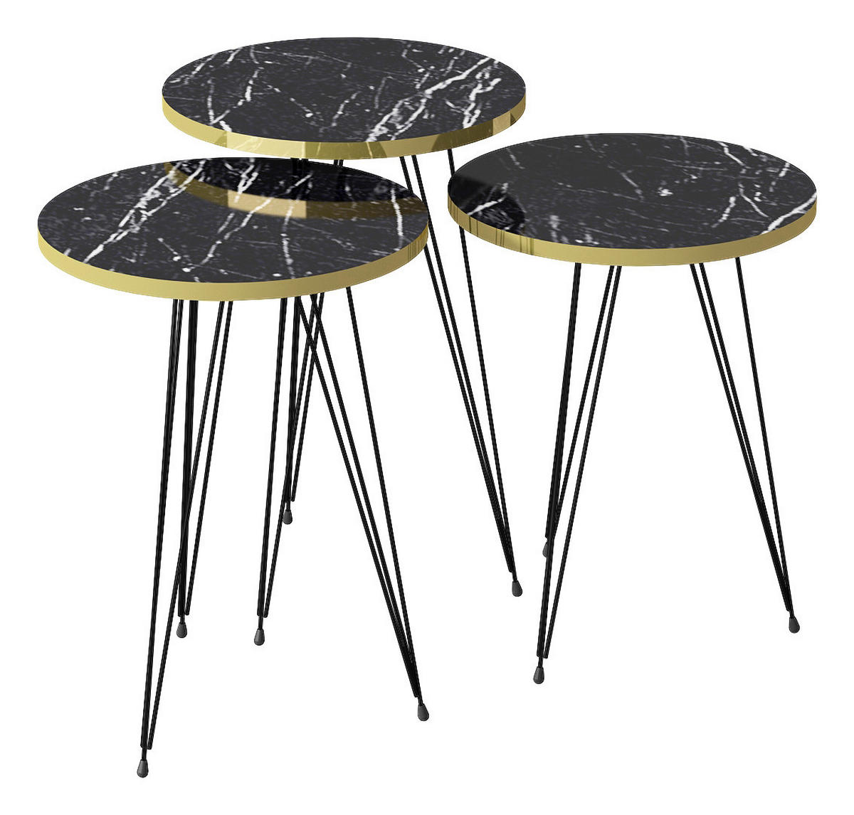 Beistelltisch 3er-Set. 21286139 schwarz Marmoroptik B/H/T: ca. 38x53,5x38 cm 3er-Set. 21286139 - schwarz/Marmoroptik (38,00/53,50/38,00cm) - moebel17