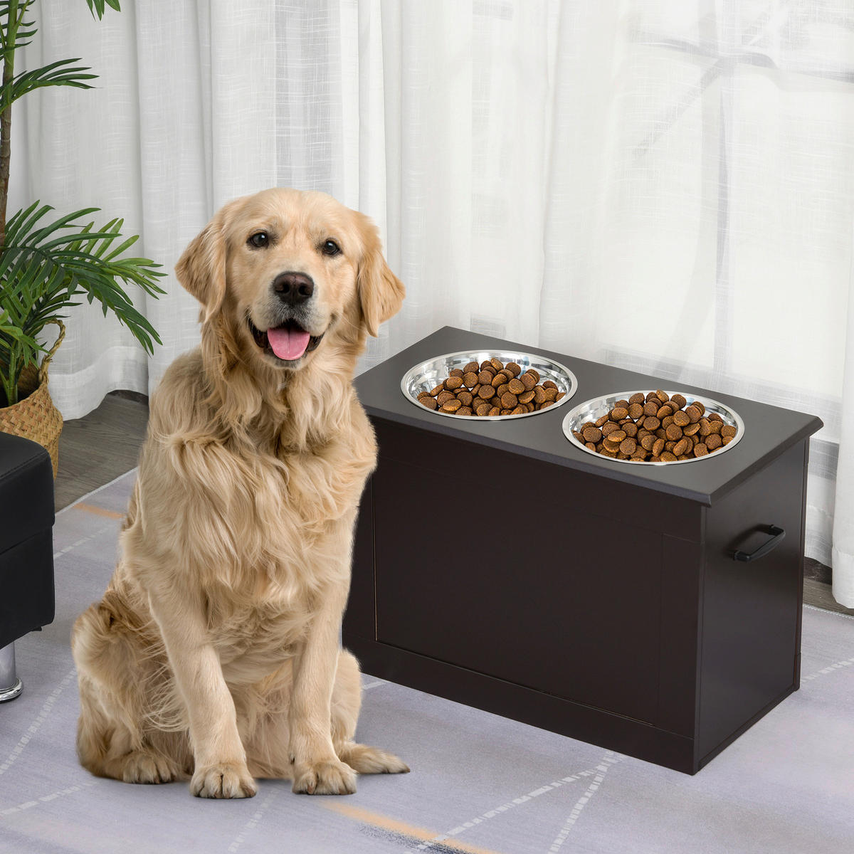 PawHut Futternapf braun MDF B/H/L: ca. 60x41x30 cm Futternapf - braun (30,00/60,00/41,00cm) - PawHut