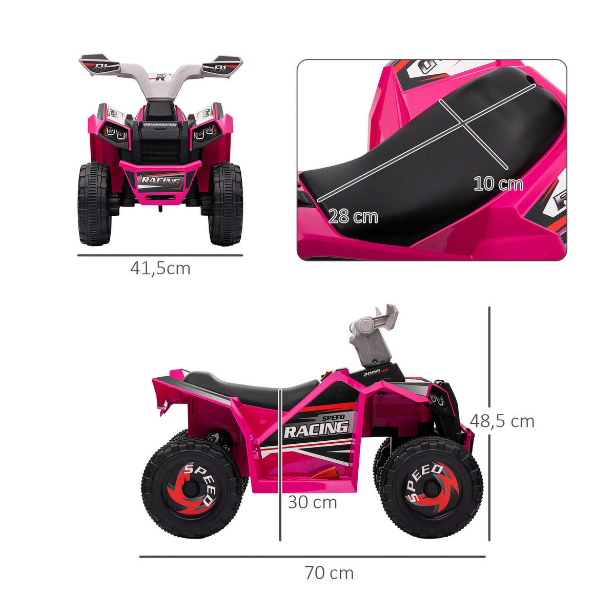HOMCOM Elektroauto für Kinder rosa B/H/L: ca. 41,5x48,5x70 cm Elektroauto für Kinder - rosa (70,00/41,50/48,50cm) - HOMCOM