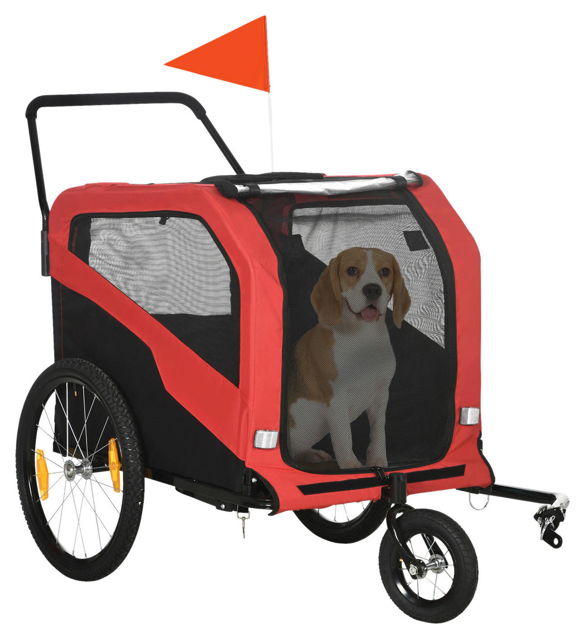 PawHut Hunde-Zubehör rot Edelstahl B/H/L: ca. 77x170x90 cm Hundeanhänger - rot (90,00/77,00/170,00cm) - PawHut
