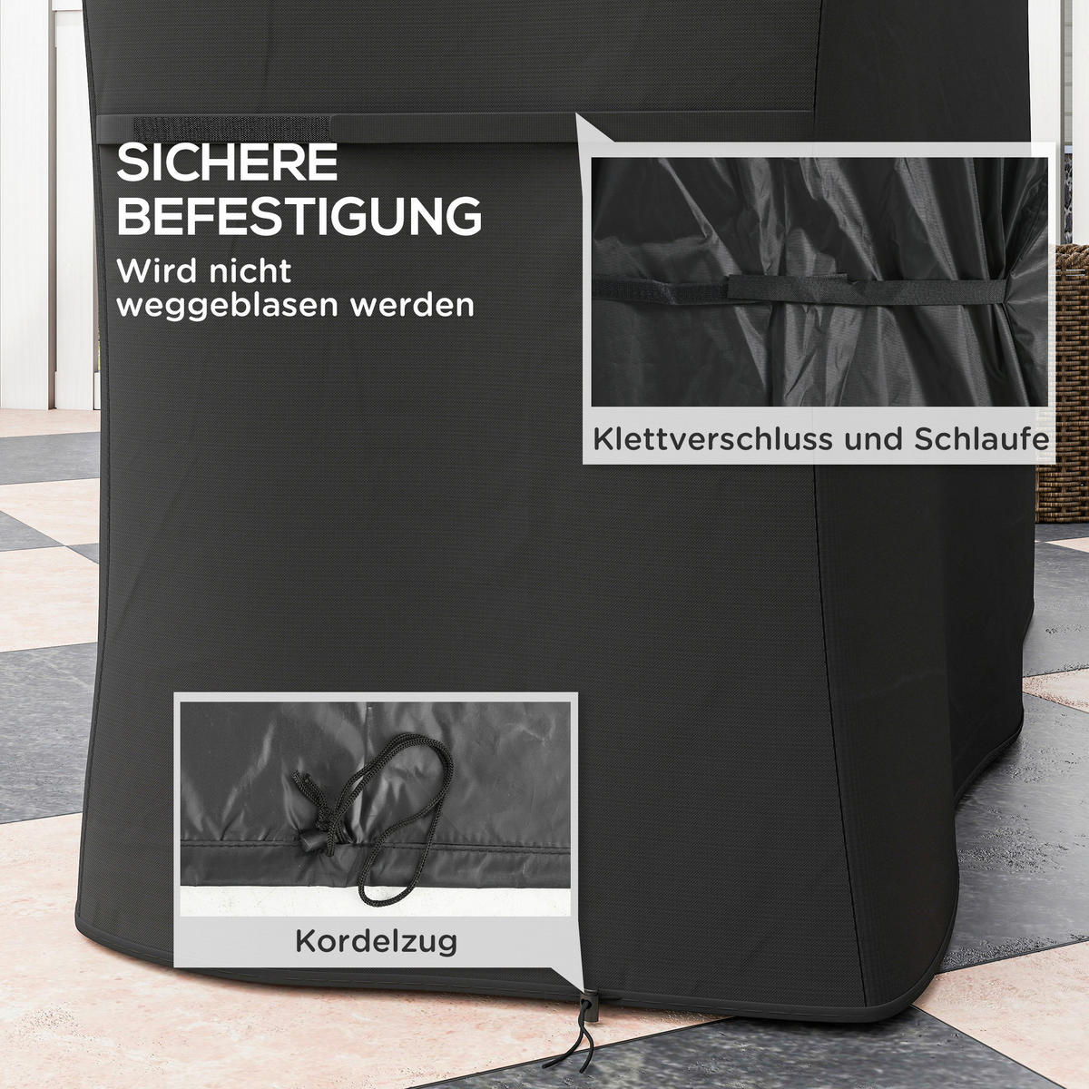 Outsunny Grillabdeckung Grillabdeckung - schwarz (147,00/61,00/120,00cm) - Outsunny