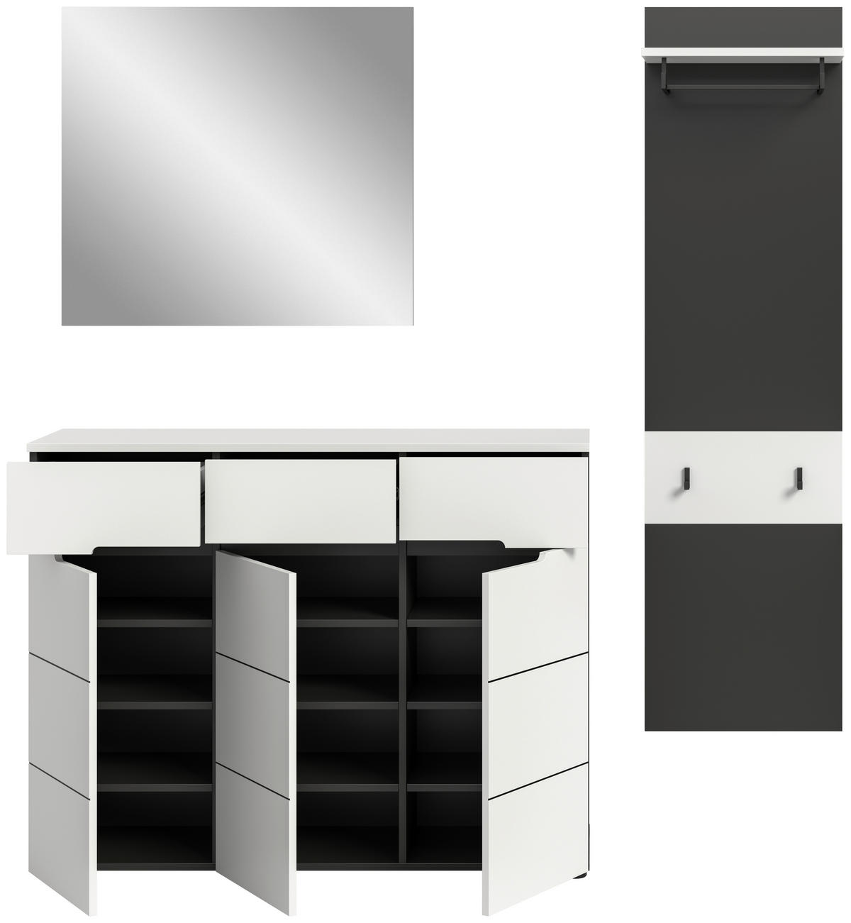 Garderobe Canu basaltgrau Nachbildung weiß B/H/T: ca. 180x190x37 cm Canu - weiß/basaltgrau (180,00/190,00/37,00cm) - xonox.home
