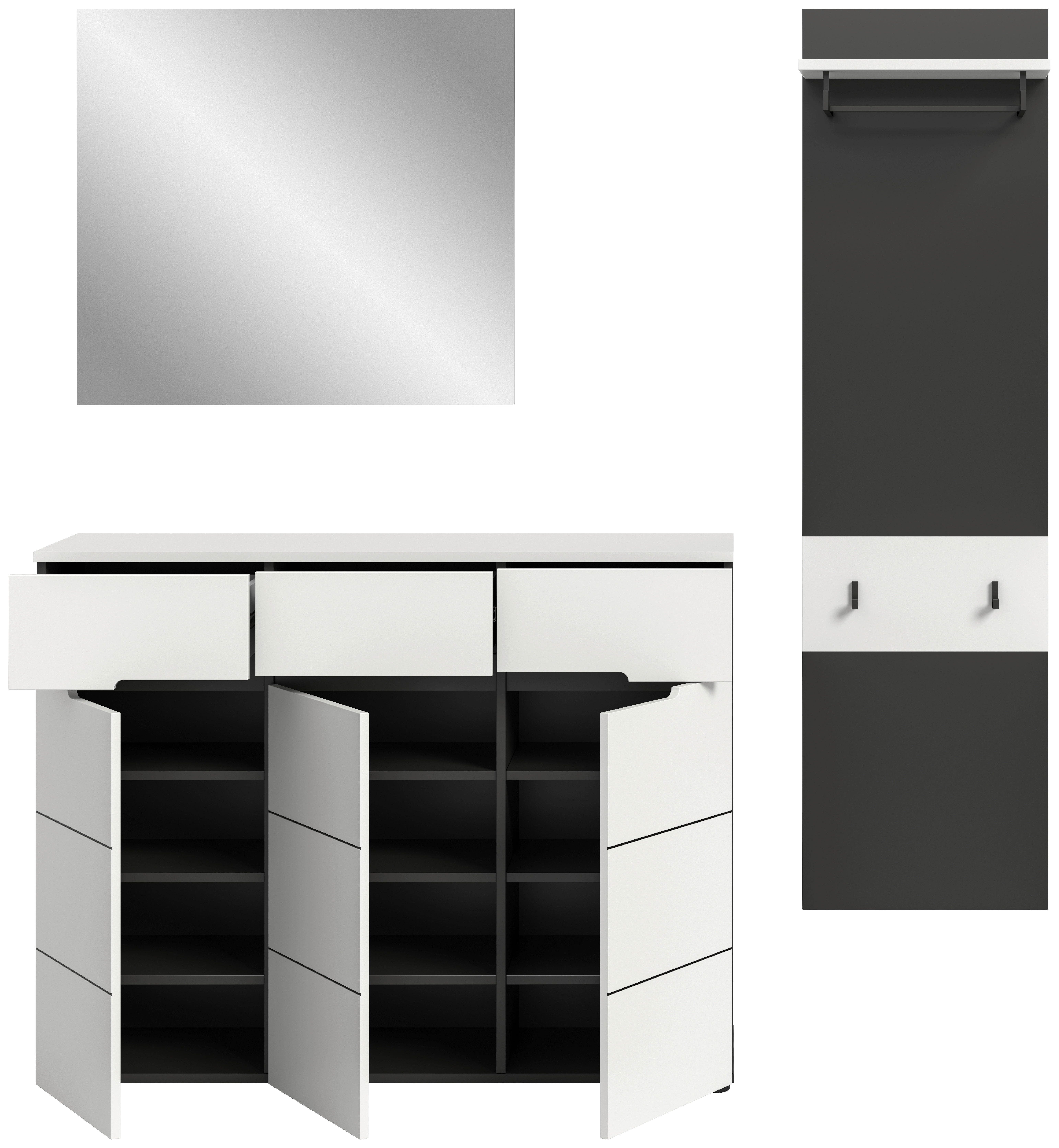 Thumbnail - Garderobe Canu basaltgrau Nachbildung weiß B/H/T: ca. 180x190x37 cm