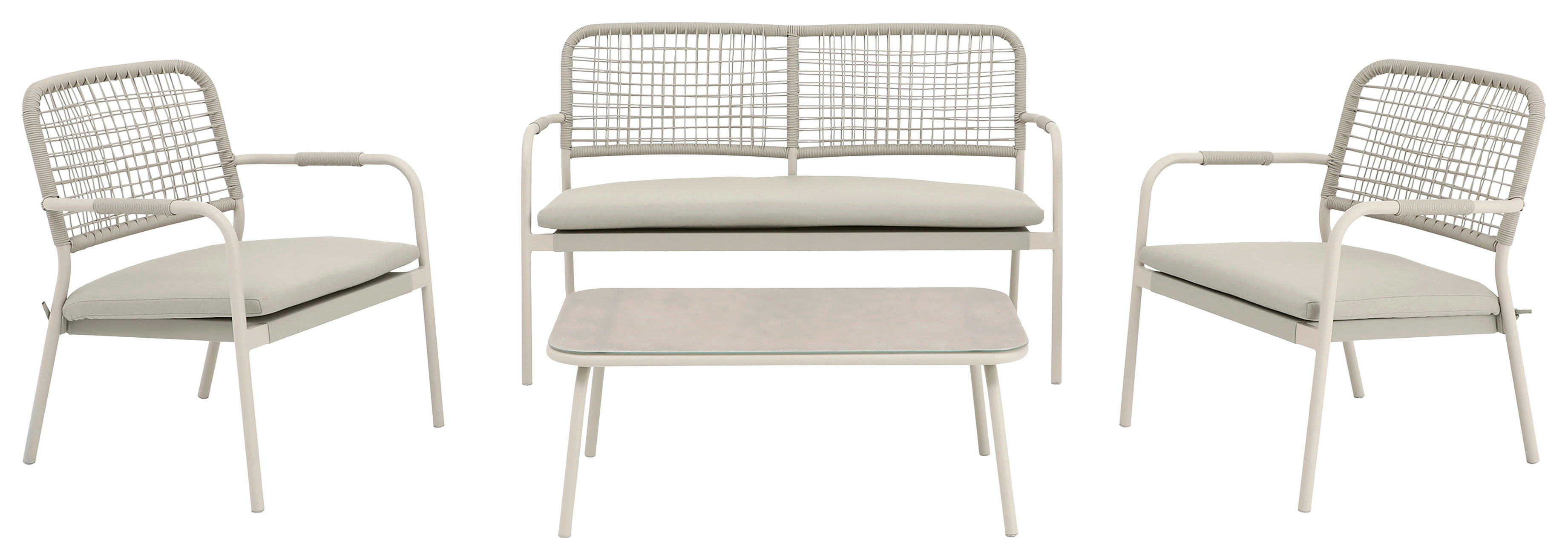 POCOline Gartensitzgruppe beige Stahl Gartensitzgruppe_St.Henri_4tlg. - beige/weiß - POCOline