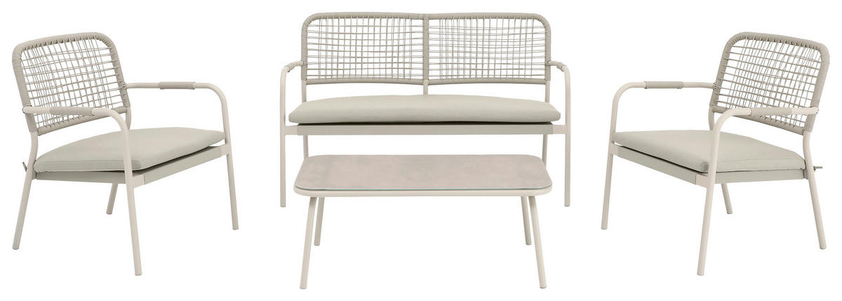 POCOline Gartensitzgruppe beige Stahl Gartensitzgruppe_St.Henri_4tlg. - beige/weiß - POCOline