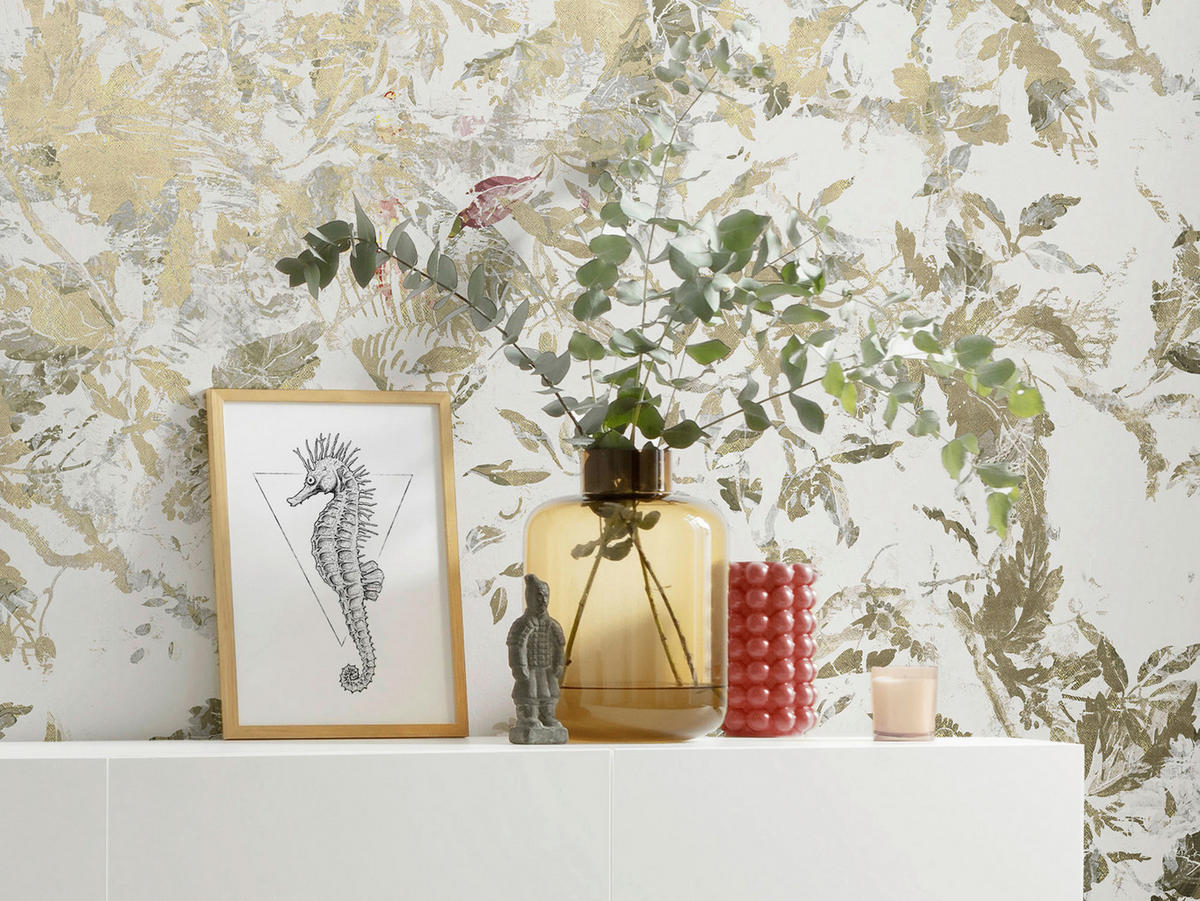 Komar Fototapete Golden Feathers B/L: ca. 300x280 cm Golden Feathers - (300,00/280,00cm) - Komar