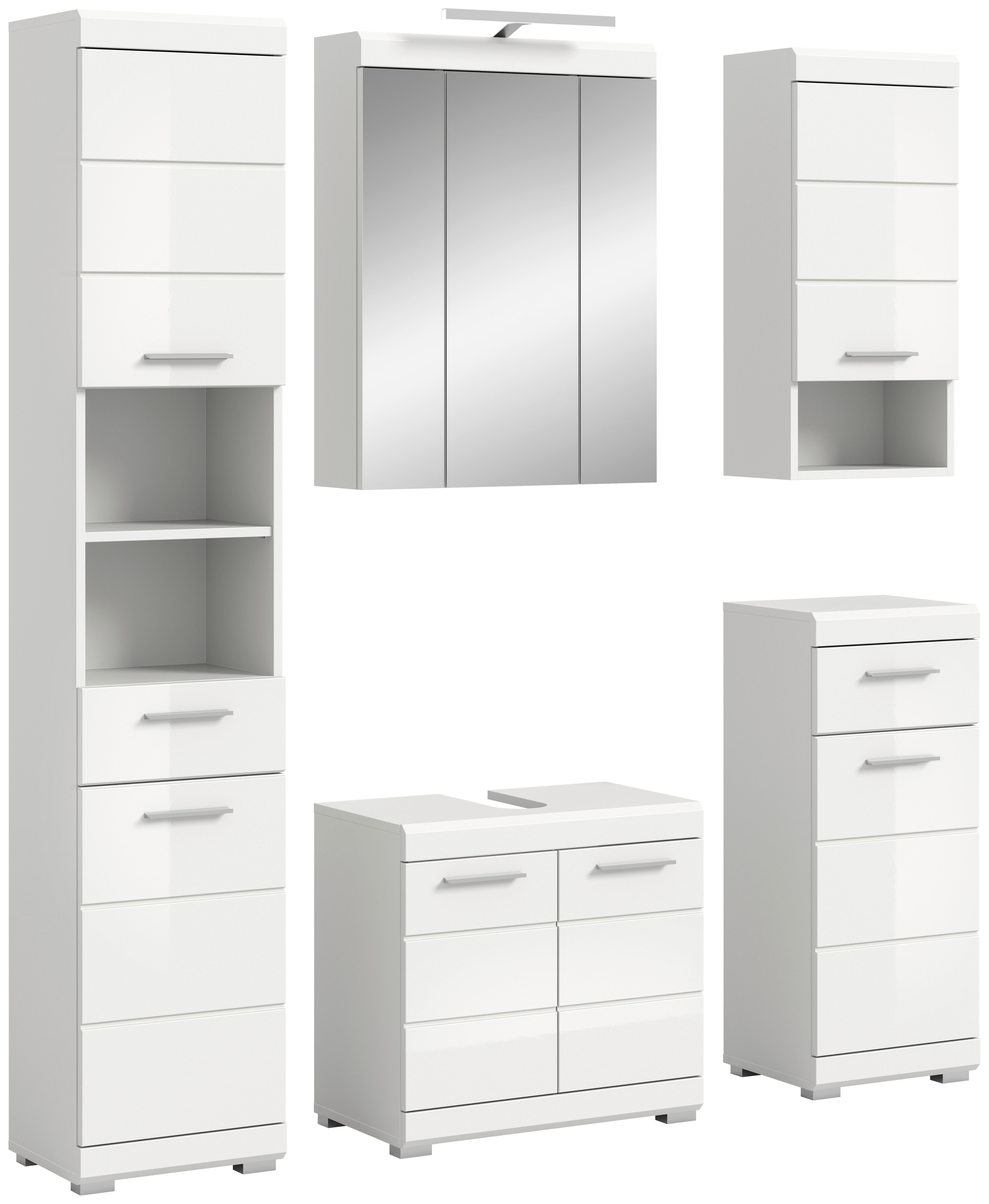 Badezimmer-Set Scout weiß weiß Hochglanz B/H/T: ca. 164x191x34 cm Scout - weiß (164,00/191,00/34,00cm) - xonox.home
