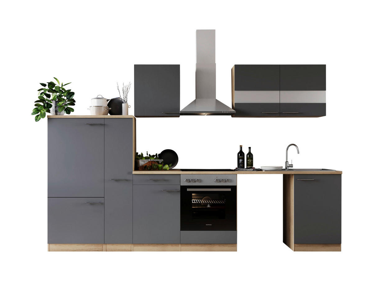 Respekta Küchenblock Merle grau B/H/T: ca. 310x200x60 cm Merle - Eiche/grau (310,00/200,00/60,00cm) - Respekta