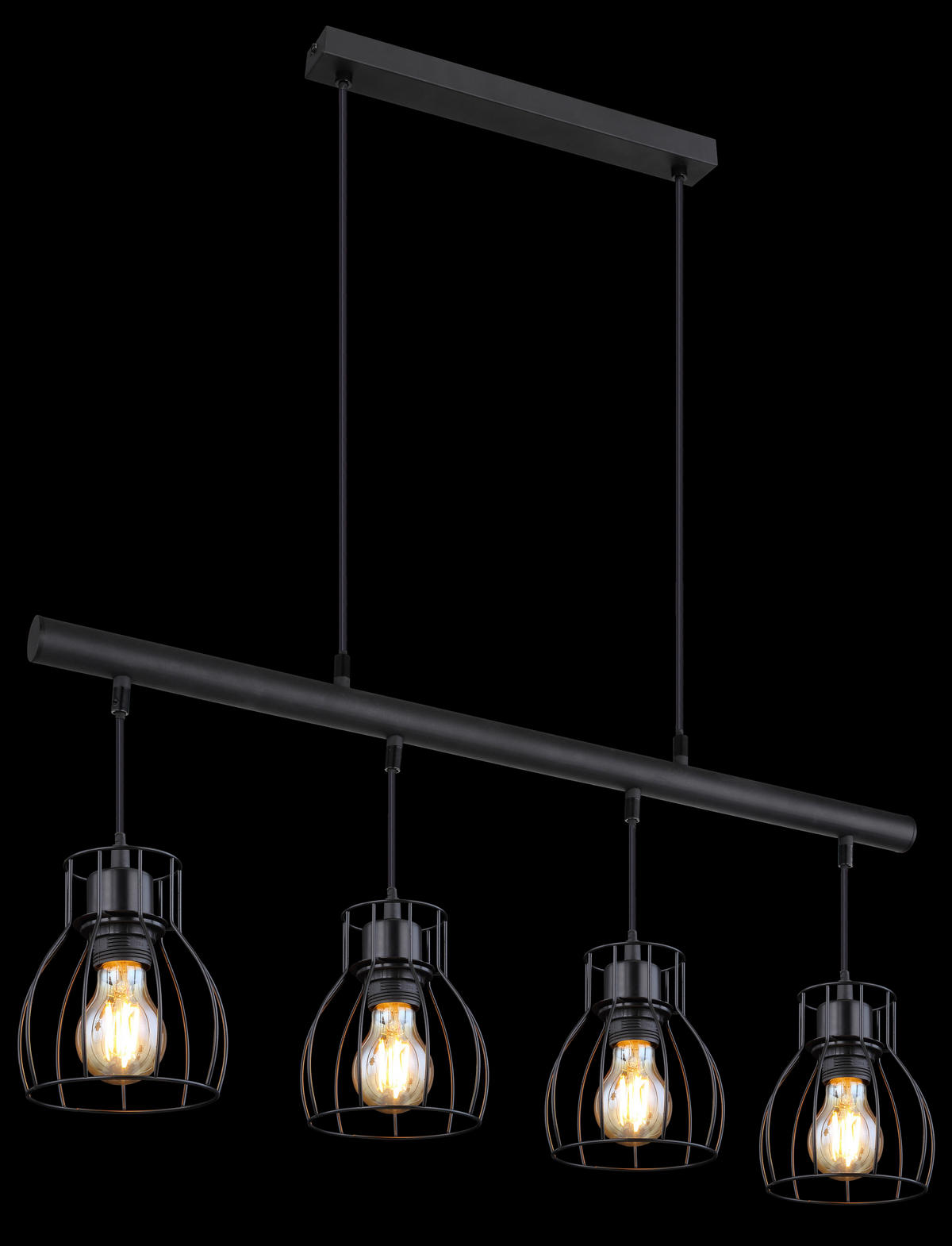 GLOBO LED-Pendelleuchte mattschwarz Metall B/H/T: ca. 14x120x77 cm 4.0 Brennstellen MINA - mattschwarz (14,00/120,00/77,00cm) - GLOBO