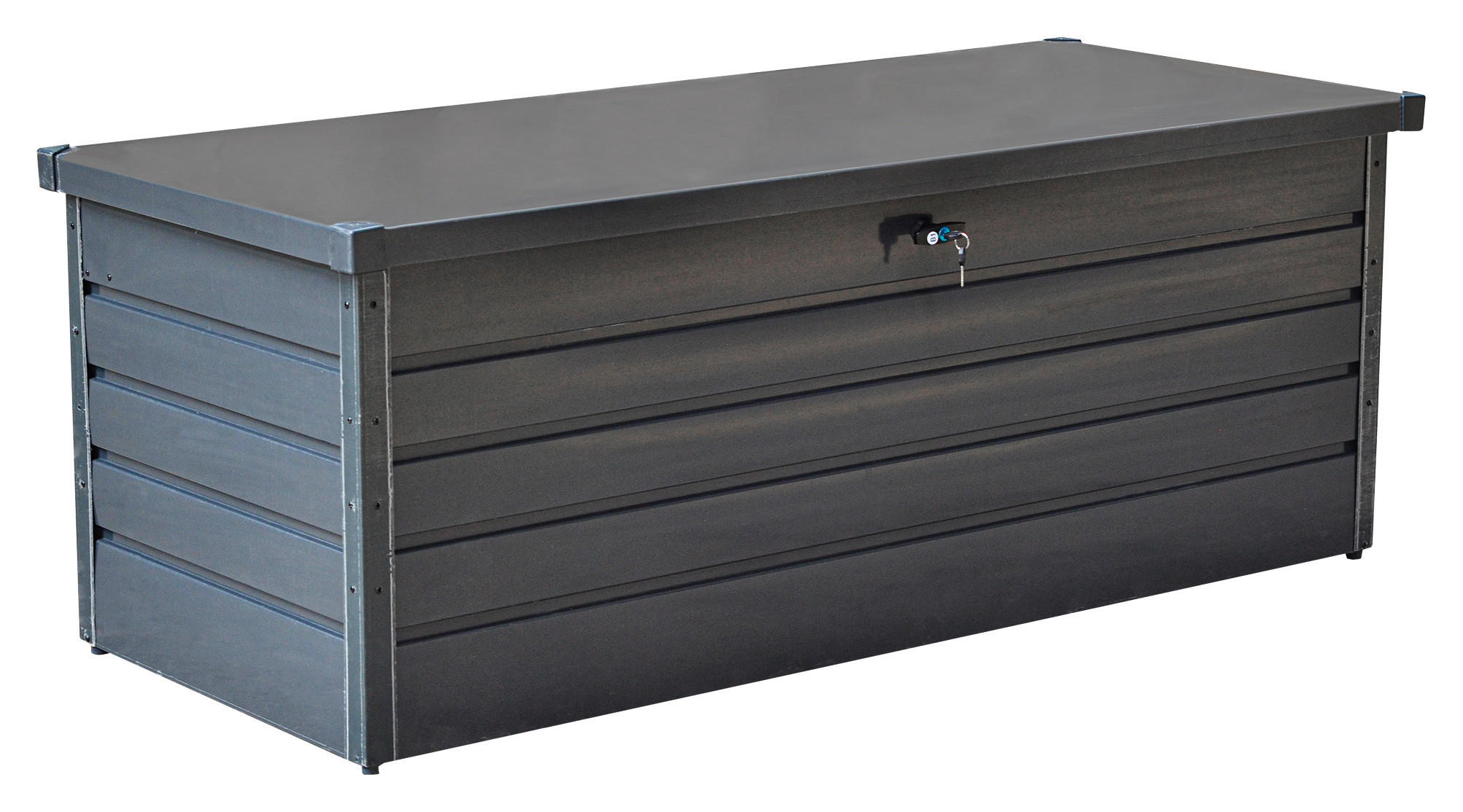 Auflagenbox schwarz Metall B/H/T: ca. 165x70x62 cm