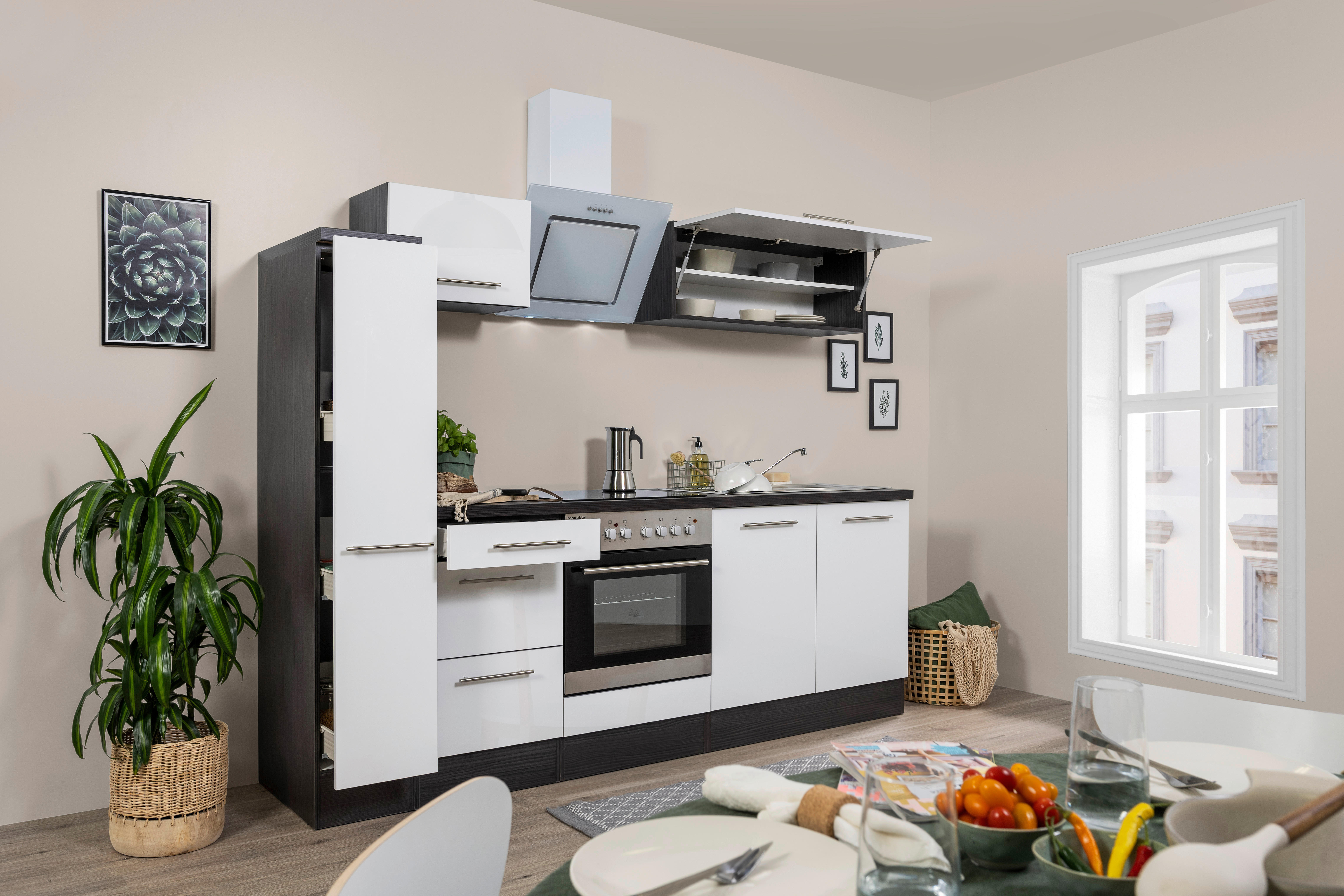 Thumbnail - Respekta Küchenblock Amanda weiß Hochglanz B/H/T: ca. 240x200x60 cm