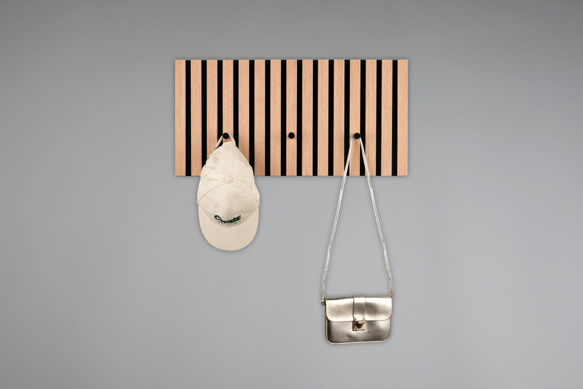 Wandgarderobe Grace Eiche schwarz B/H/T: ca. 60x30x7 cm Grace - Eiche/schwarz (60,00/30,00/7,00cm)