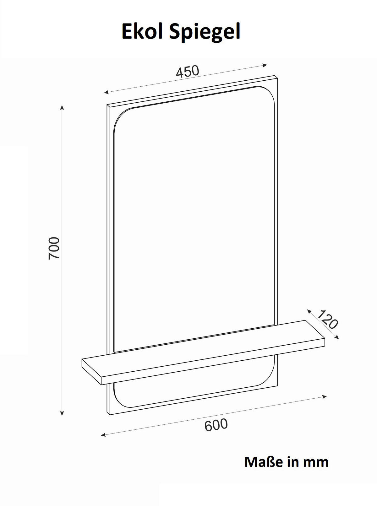 Wandspiegel Ekol walnuss Nachbildung B/H/T: ca. 45x72x12 cm Ekol - walnuss (45,00/72,00/12,00cm) - moebel17