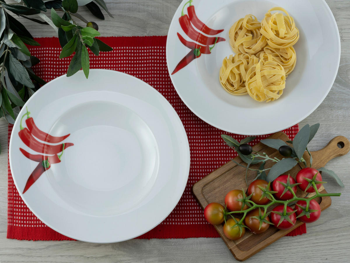 CreaTable Pastateller CHILLI weiß Porzellan CHILLI - weiß - CreaTable