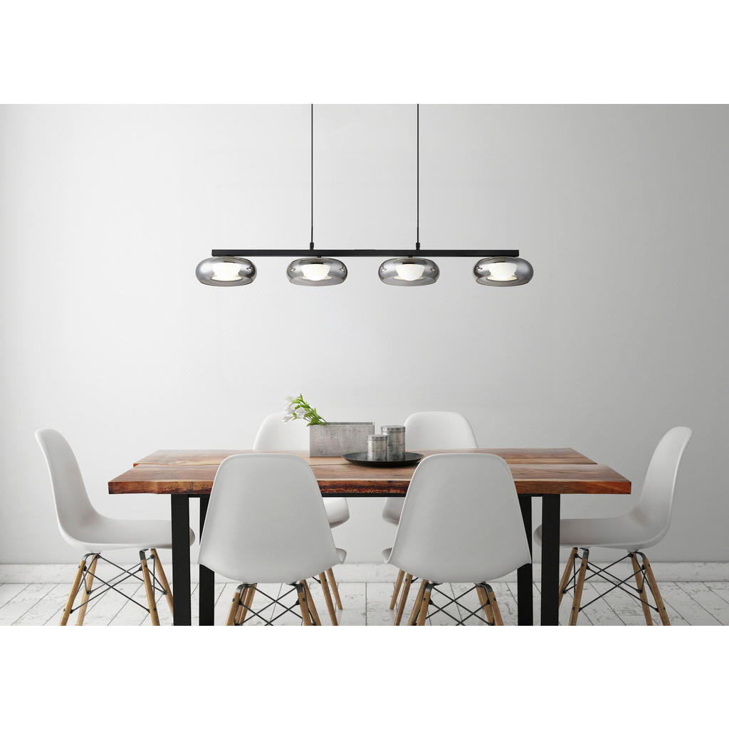 Thumbnail - GLOBO Hängeleuchte Rauch schwarz Glas Metall B/H/L: ca. 26x17x124 cm