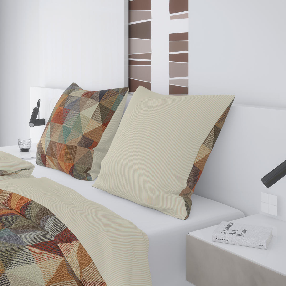 Baumwoll Wende Bettwäsche Wendebettwäsche_Baumwolle_Cubus-1 - braun/beige (135,00/200,00cm)