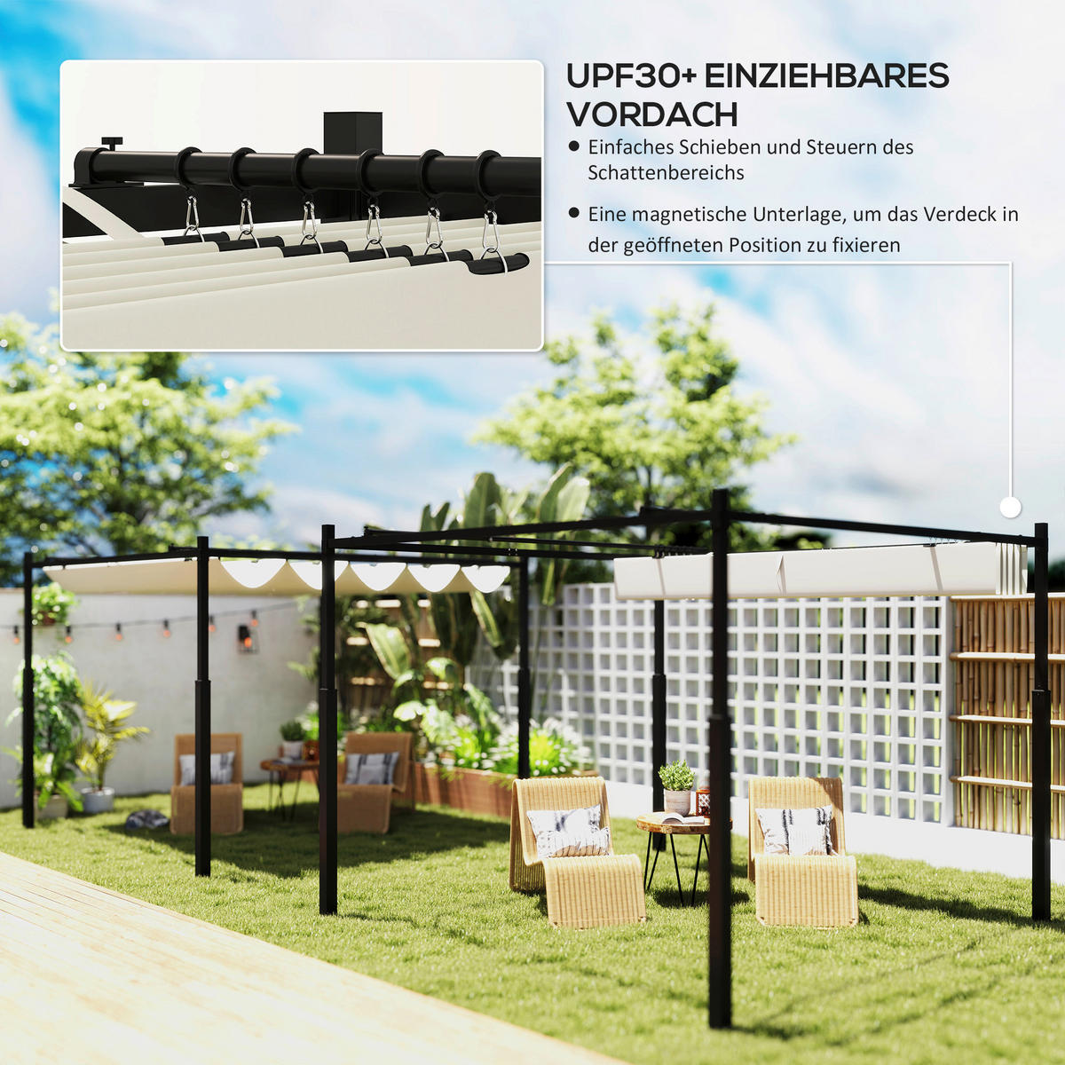 Outsunny Pergola cremeweiß Metall B/H/L: ca. 298x230x298 cm Pergola - cremeweiß (298,00/298,00/230,00cm) - Outsunny
