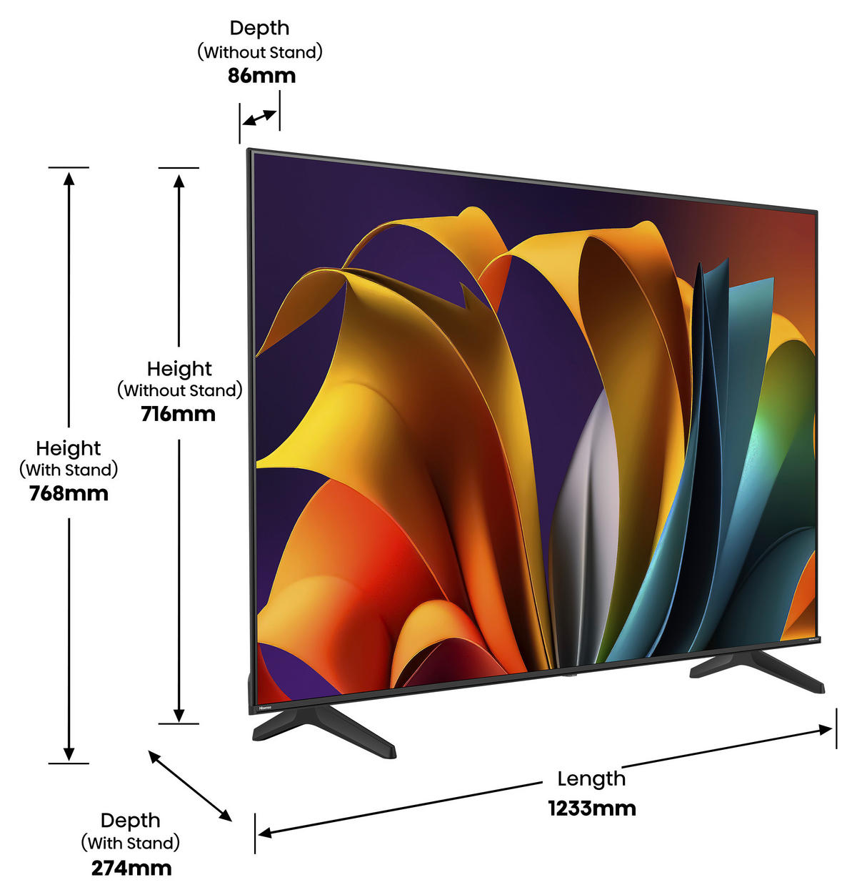 Hisense LED-TV schwarz B/H/T/D: ca. 123,3x76,8x27,4x139 cm LED-TV_55"_4k_55A6N_Hisense - schwarz (123,30/76,80/27,40cm) - Hisense