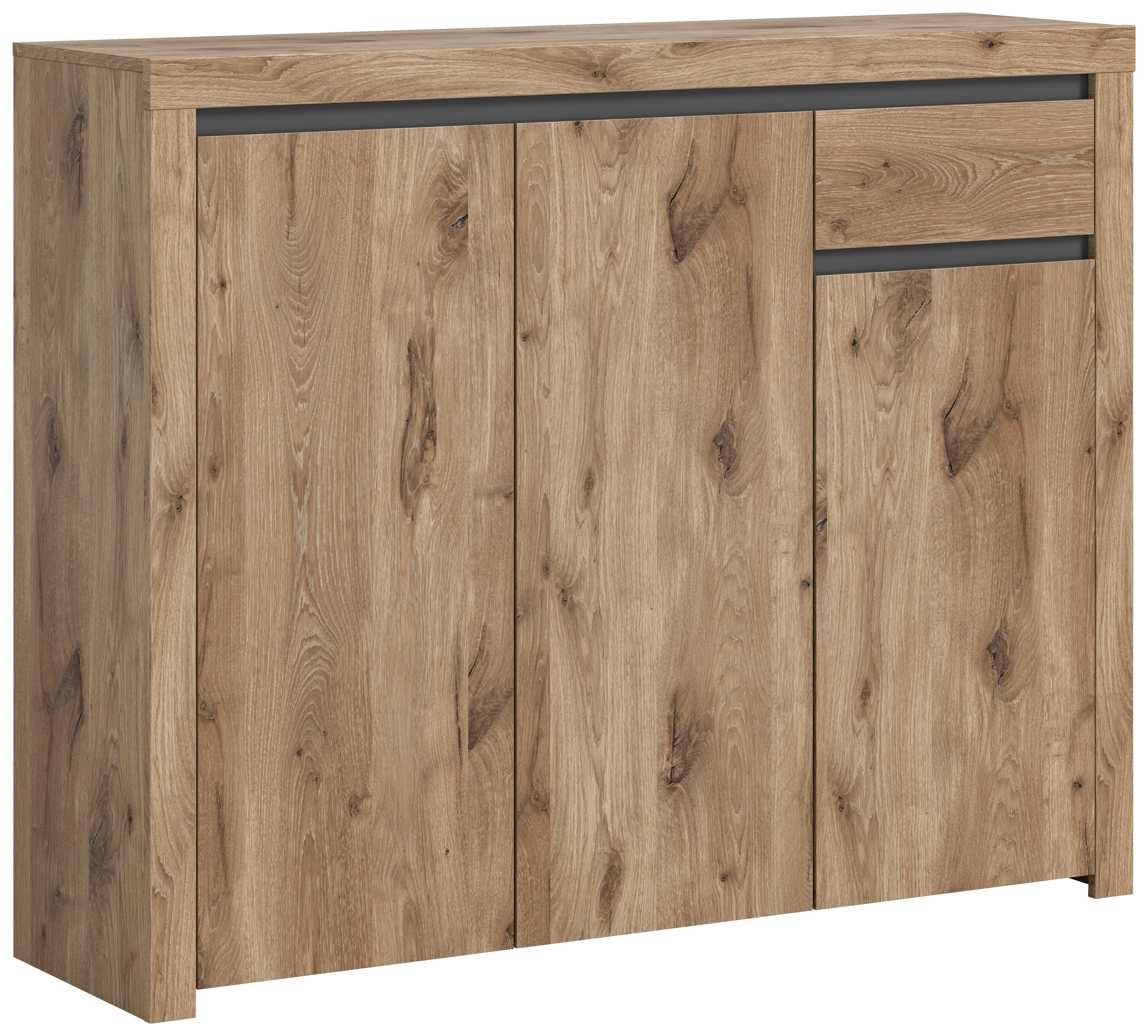 Kommode Woody Nox Oak Nachbildung anthrazit B/H/T: ca. 131x105x37 cm