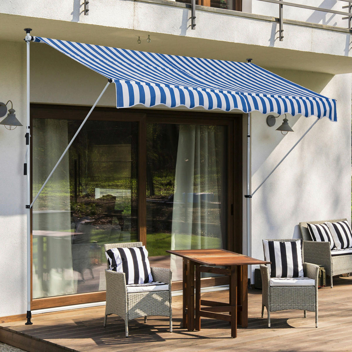 Klemm-Markise blau B/H/L: ca. 300x280x150 cm Klemmmarkise - blau (150,00/300,00/280,00cm) - Outsunny
